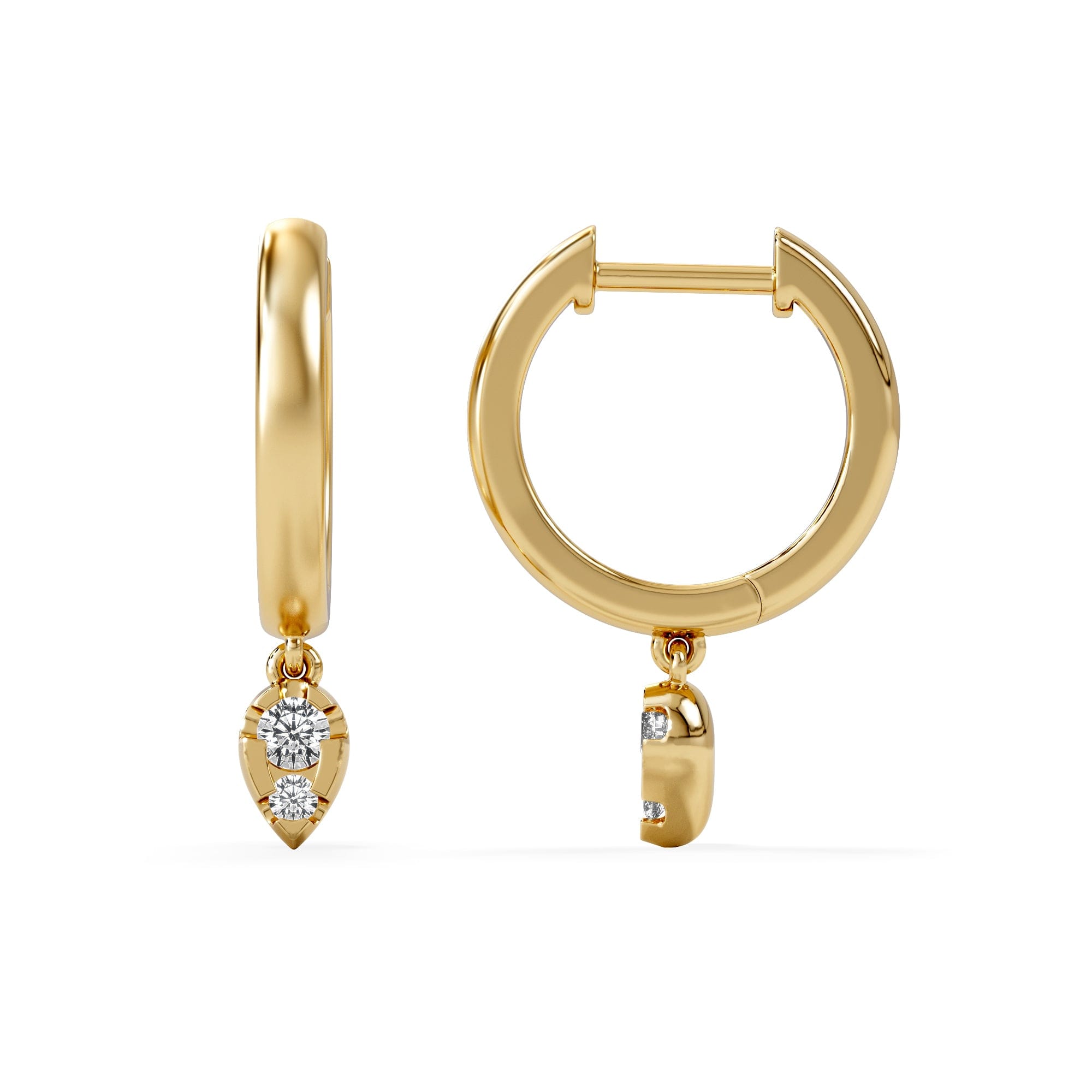 Diamond Lab Diamond 0.15ct Marquise Drop Huggies in 18K Gold Vermeil