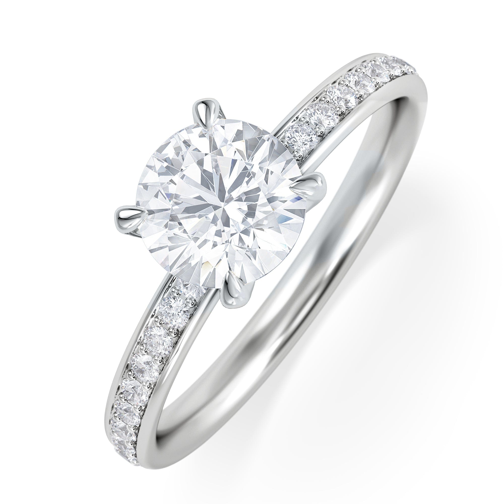 Solitaire Origin 1.25ct Round Cut Lab Diamond Solitaire Engagement Ring with Side Stones in Platinum