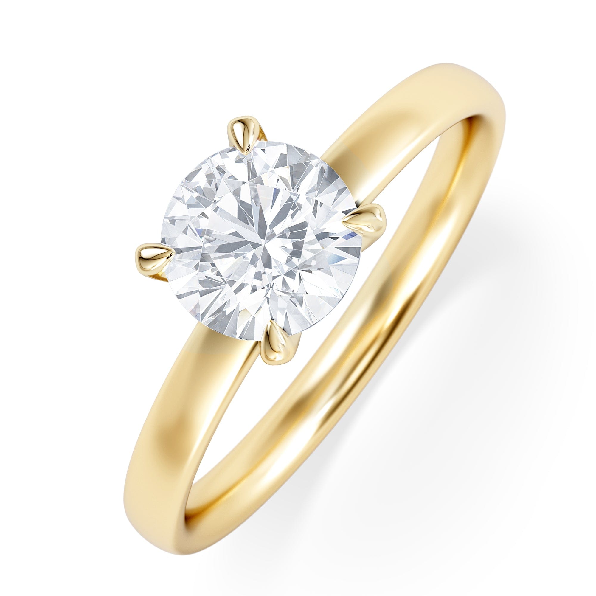 Solitaire Origin 1.00ct Round Cut Lab Diamond Solitaire Engagement Ring in 18K Yellow Gold