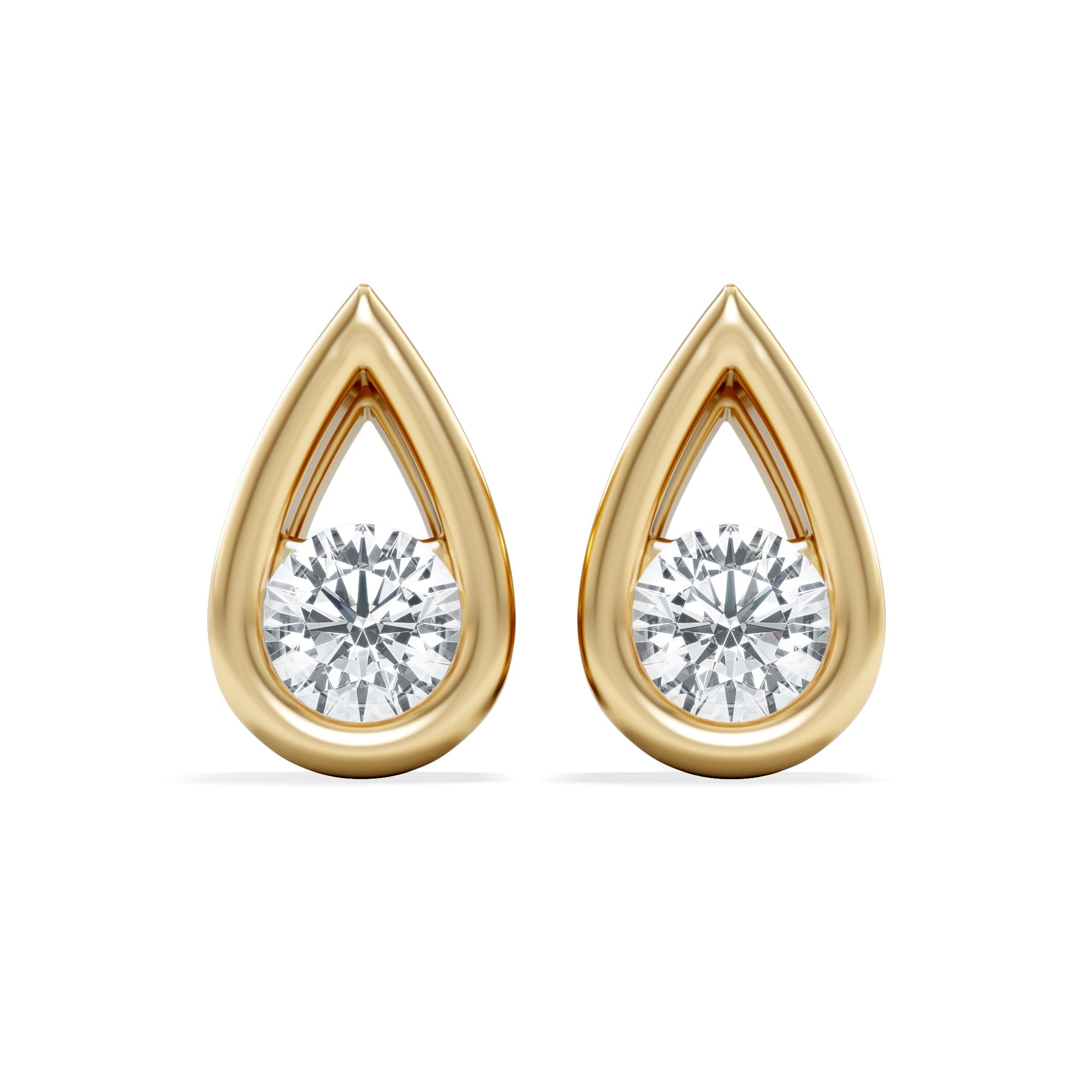 Lab Grown Teardrop 0.21ct Round Cut Lab Grown Stud Earrings in 18K Gold Vermeil