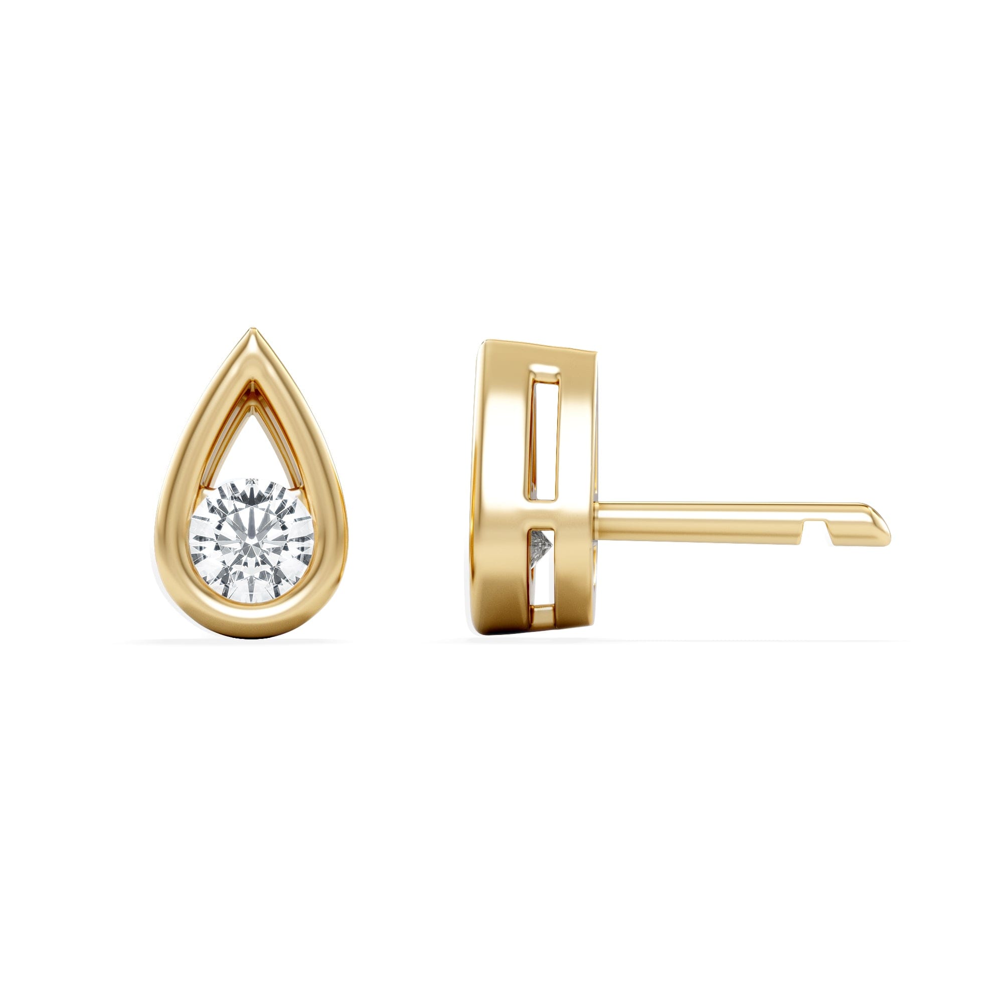 Lab Grown Teardrop 0.21ct Round Cut Lab Grown Stud Earrings in 18K Gold Vermeil