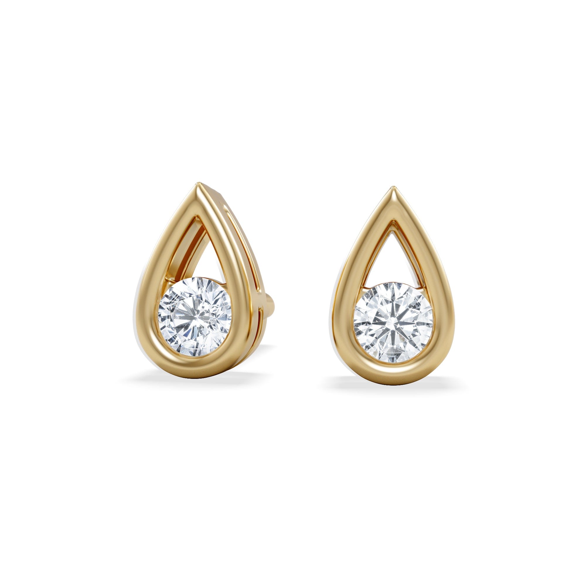 Lab Grown Teardrop 0.21ct Round Cut Lab Grown Stud Earrings in 18K Gold Vermeil