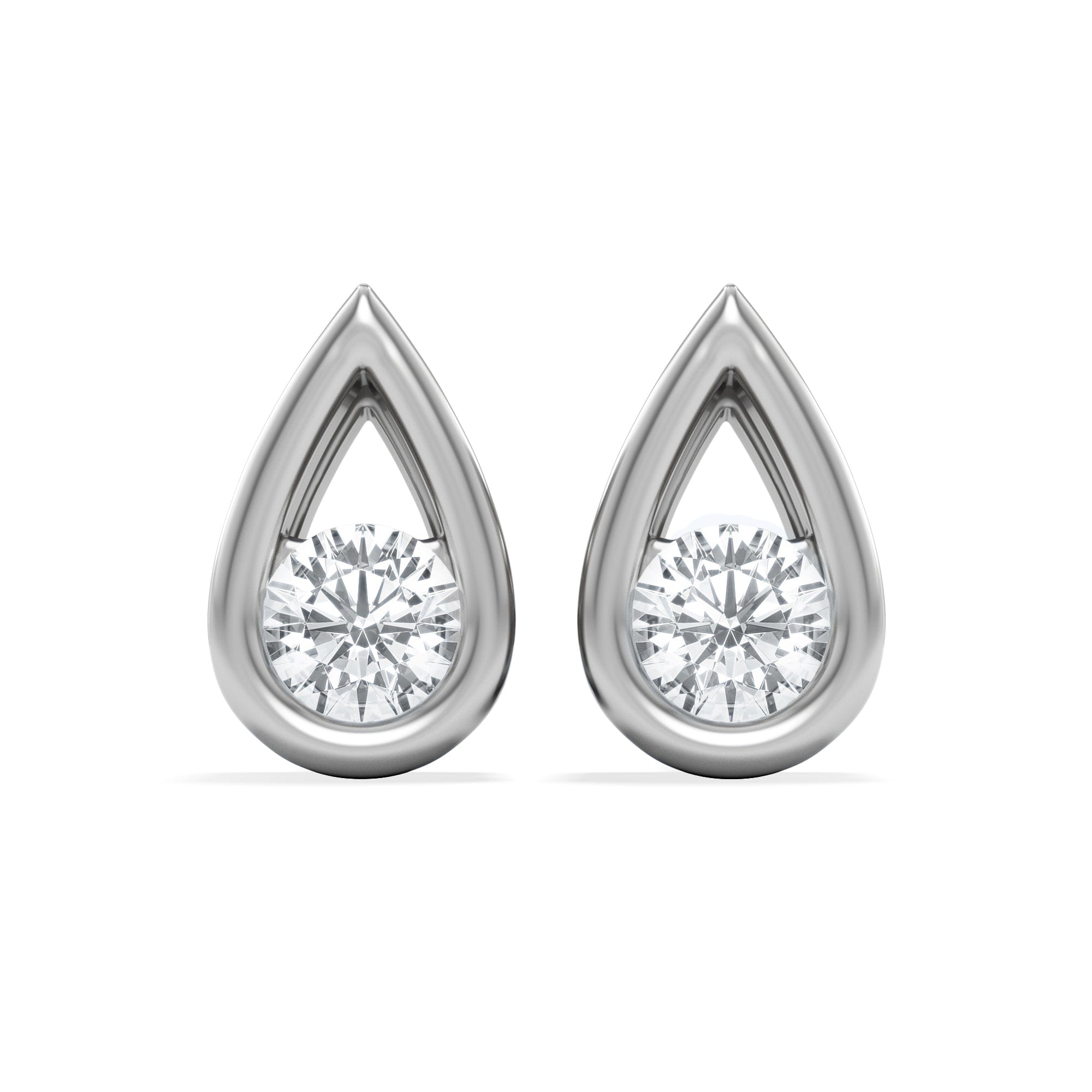 Lab Grown Teardrop 0.21ct Round Cut Lab Grown Stud Earrings in Sterling Silver