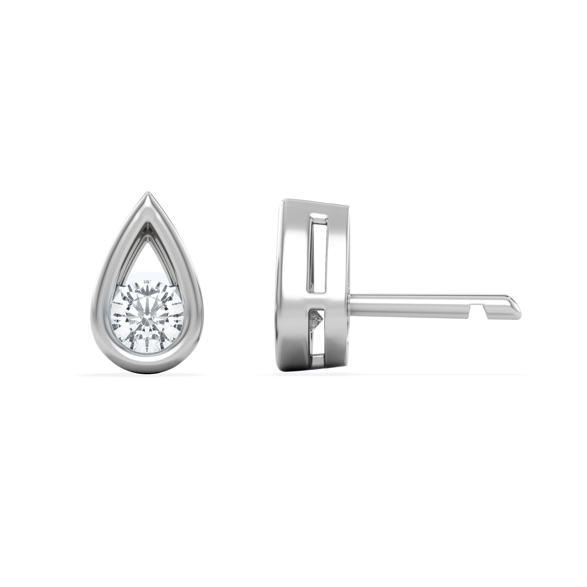 Lab Grown Teardrop 0.21ct Round Cut Lab Grown Stud Earrings in Sterling Silver