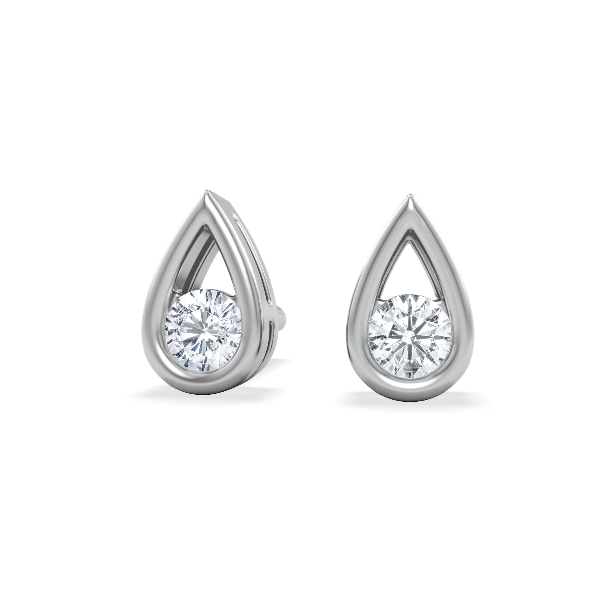 Lab Grown Teardrop 0.21ct Round Cut Lab Grown Stud Earrings in Sterling Silver