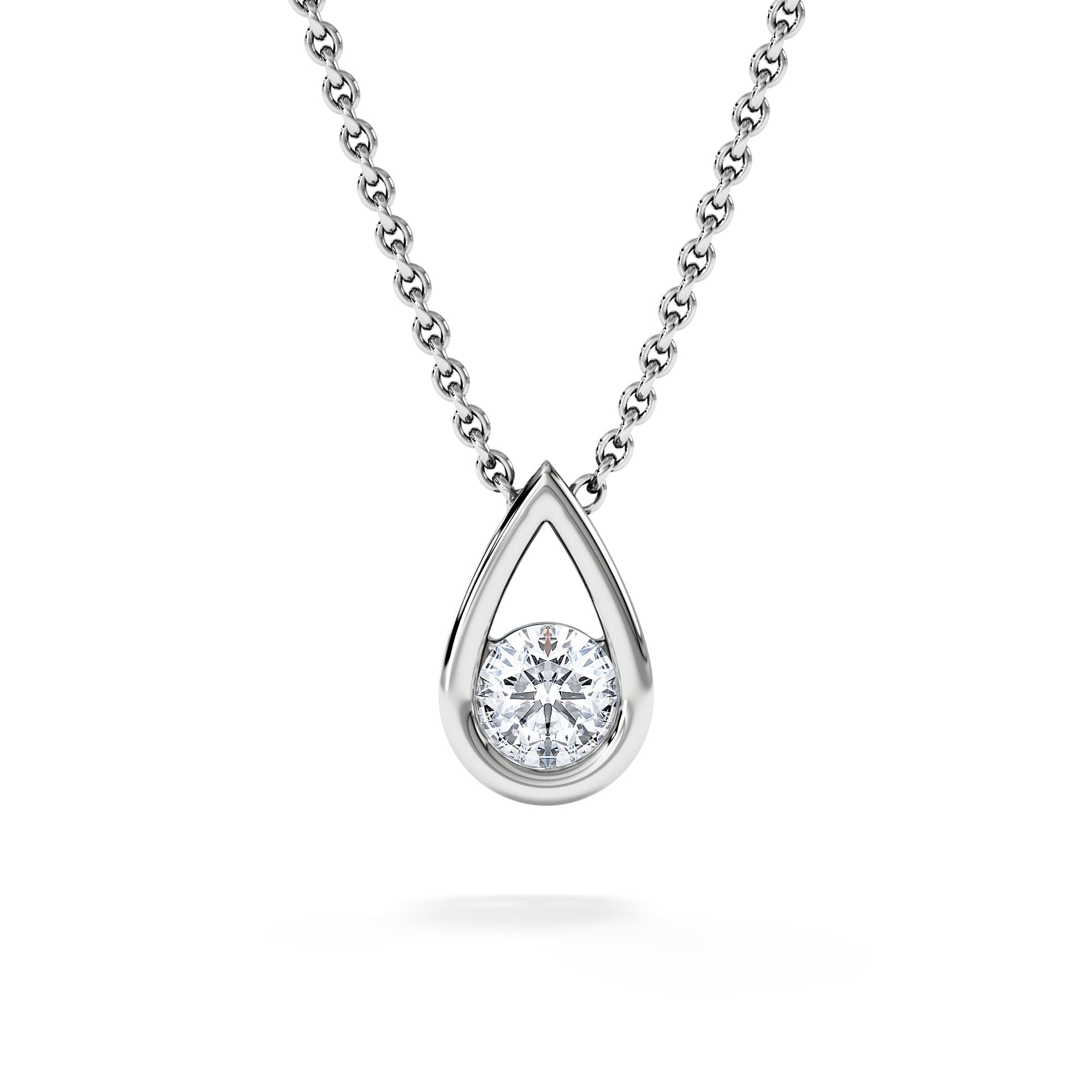 Lab Grown Teardrop Solitaire 0.25ct H/SI Round Cut Lab Grown Necklace in Silver