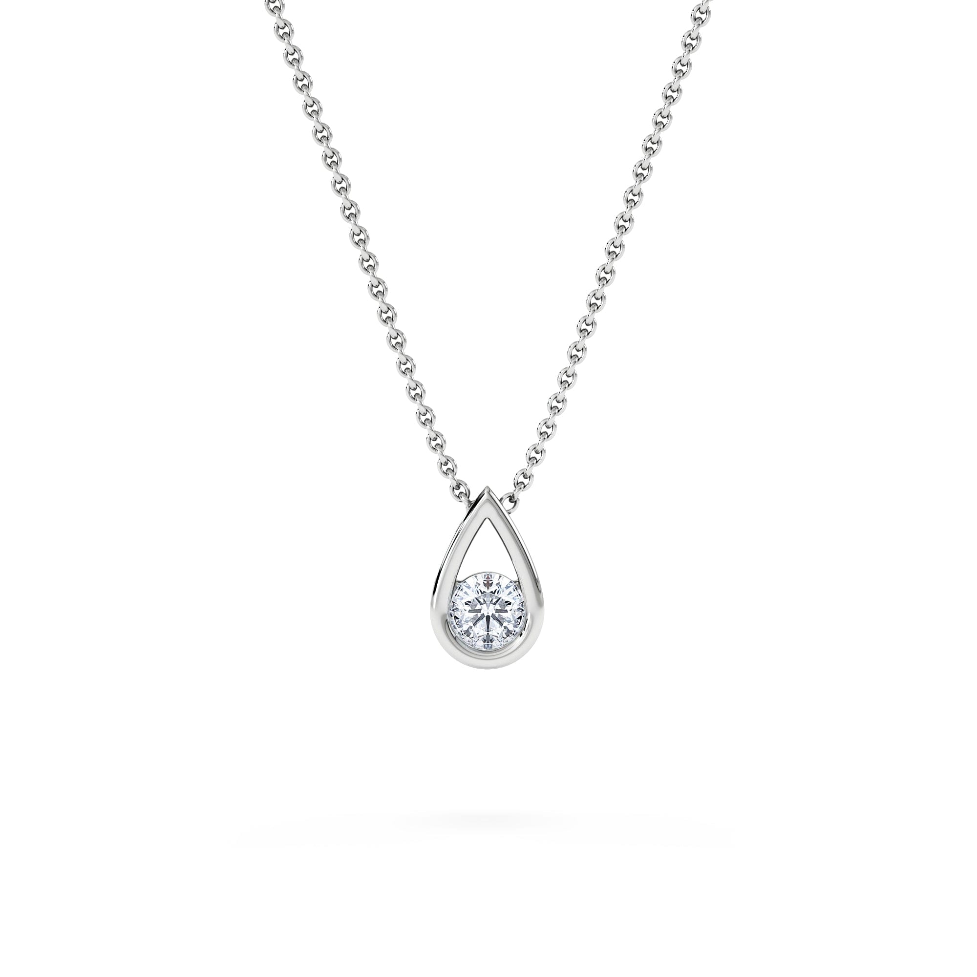 Lab Grown Teardrop Solitaire 0.25ct H/SI Round Cut Lab Grown Necklace in Silver