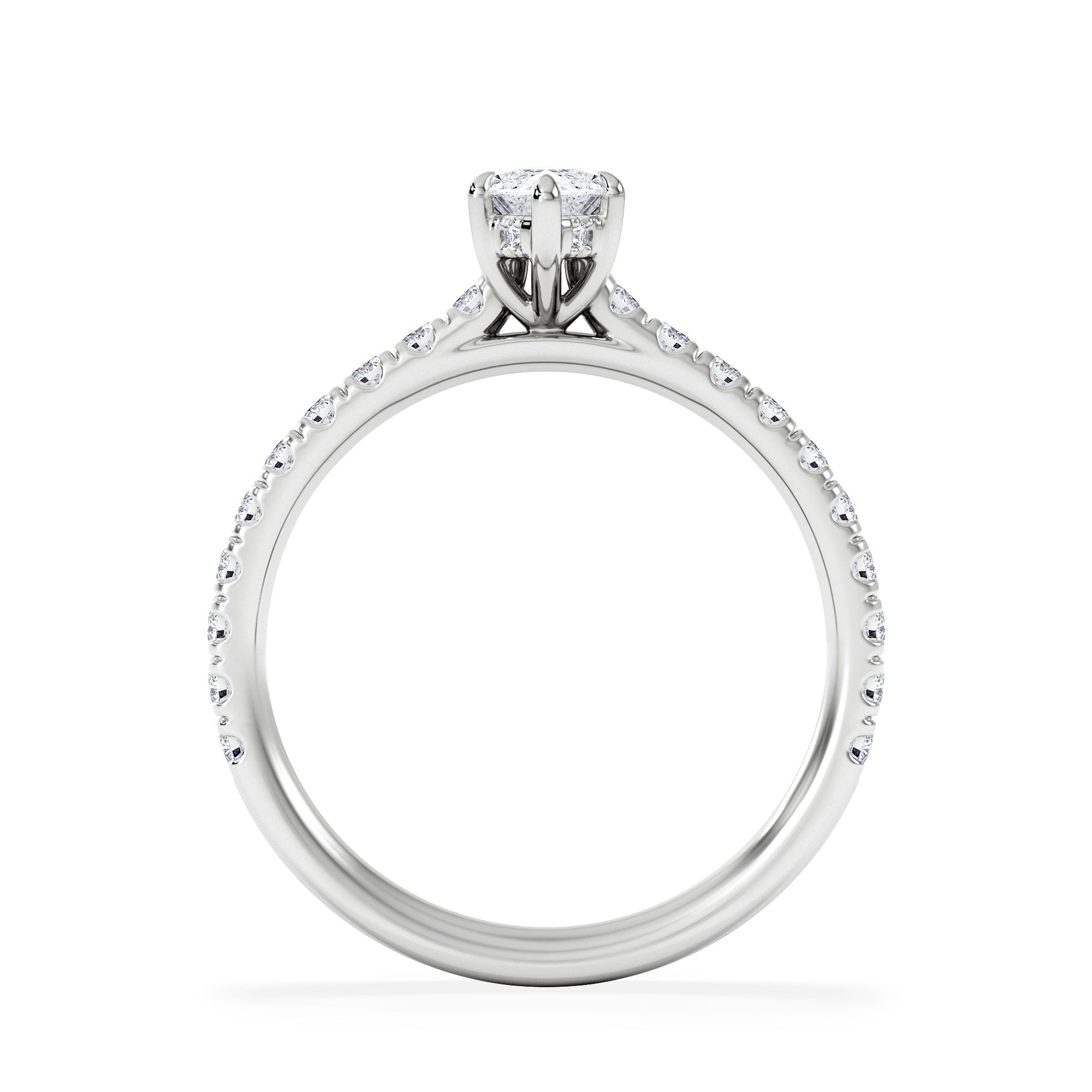 Diamond Amora Marquise 0.97ct Hidden Halo Diamond Engagement Ring With Side Stones Set in Platinum