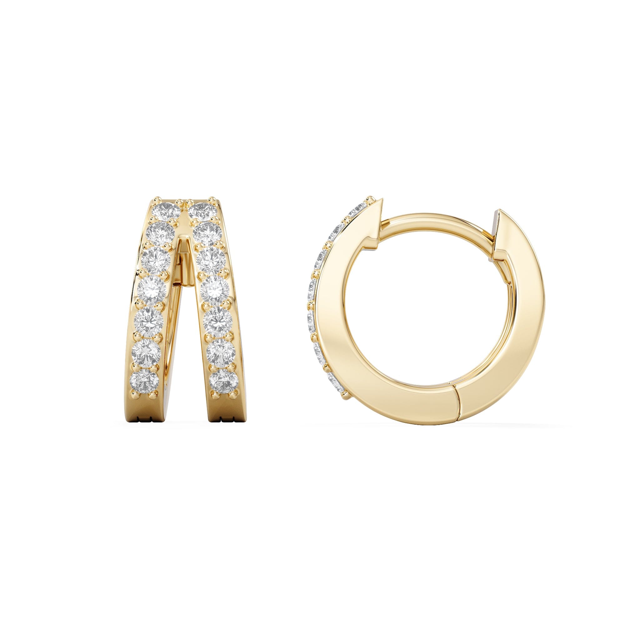 Diamond Duo Row Huggie Lab Diamond Earrings 0.22ct in 18K Gold Vermeil