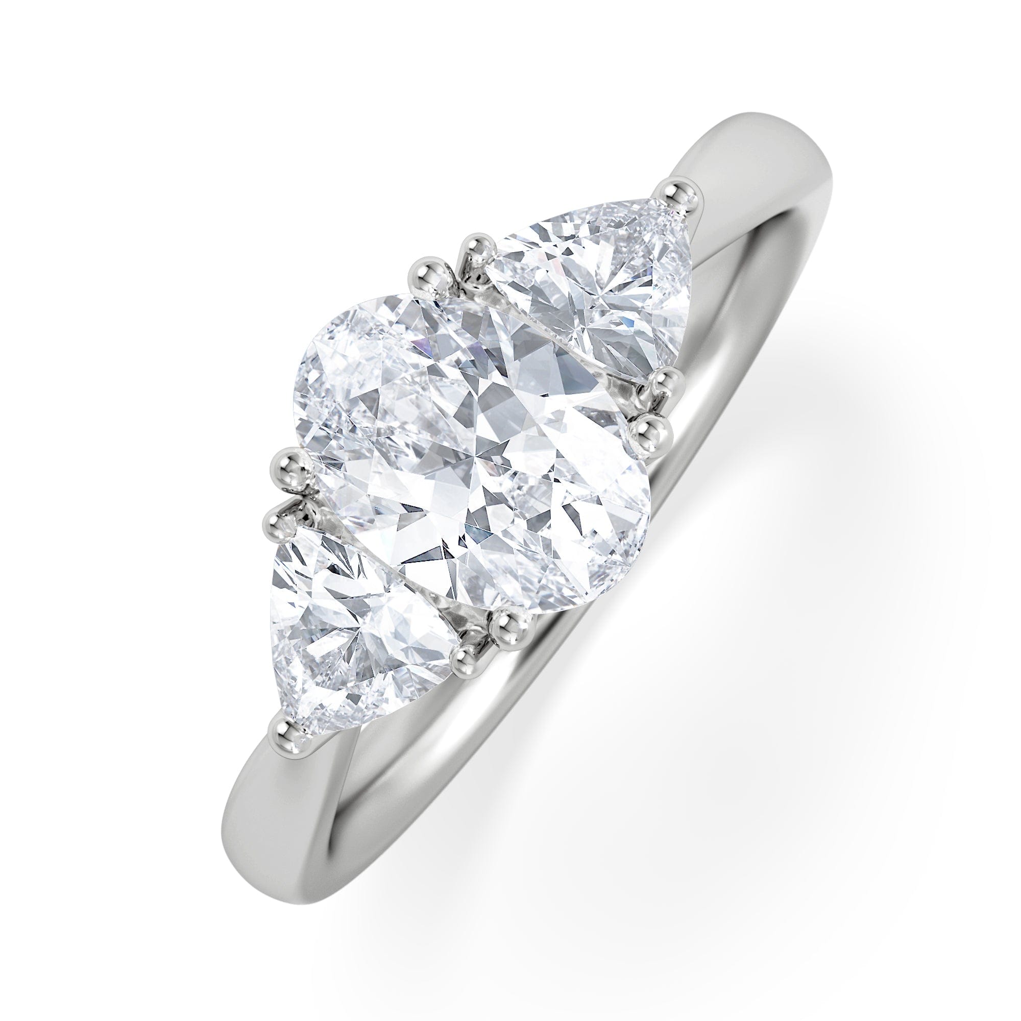 Diamond Dalia Lab Diamond Oval with Trillions 1.70ct Ring in Platinum F/VS1