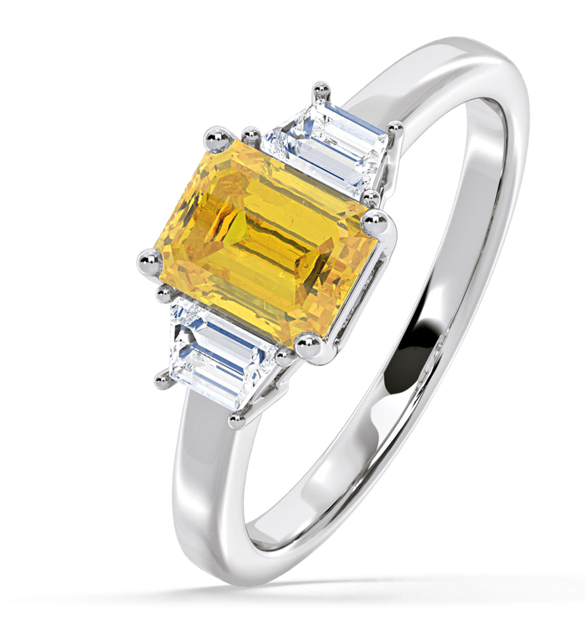 Diamond Erika Yellow Lab Diamond 1.70ct Emerald Cut Ring in Platinum - Elara Collection