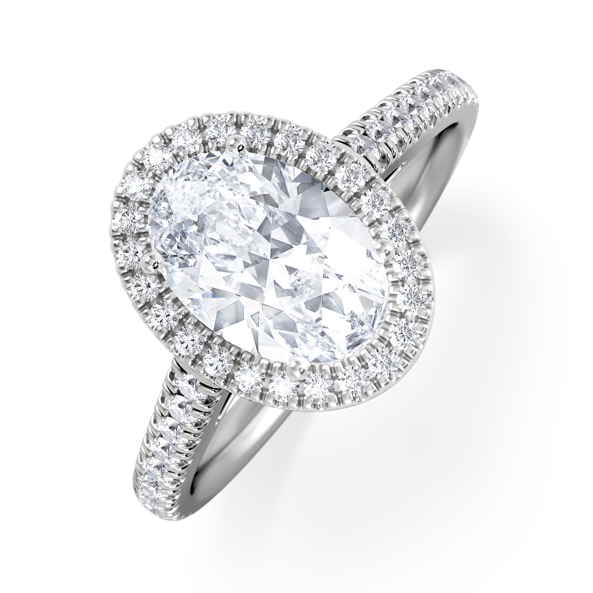 Diamond Georgina Lab Oval Diamond Halo Engagement Ring Platinum 2.05ct F/VS1