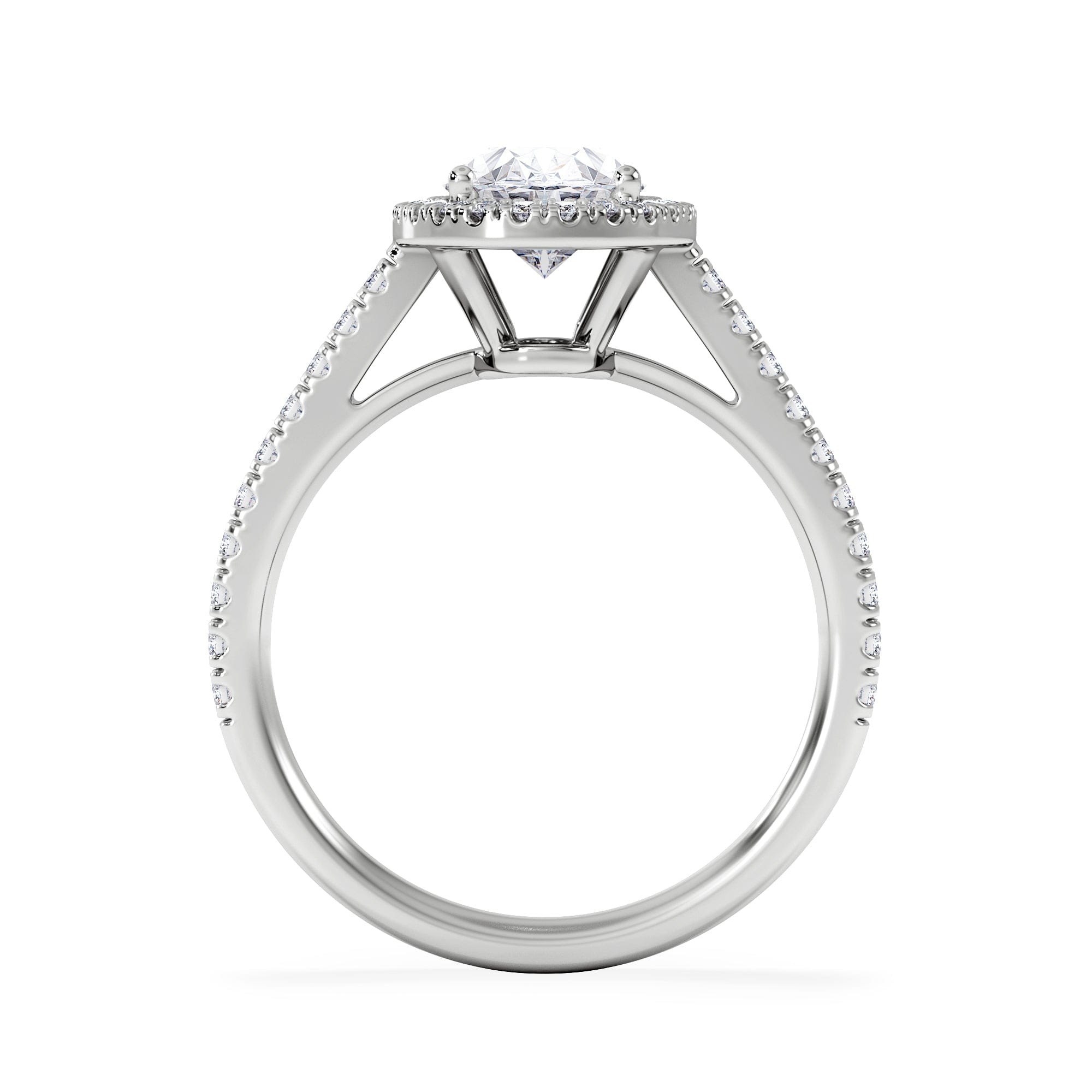 Diamond Georgina Lab Oval Diamond Halo Engagement Ring Platinum 2.05ct F/VS1