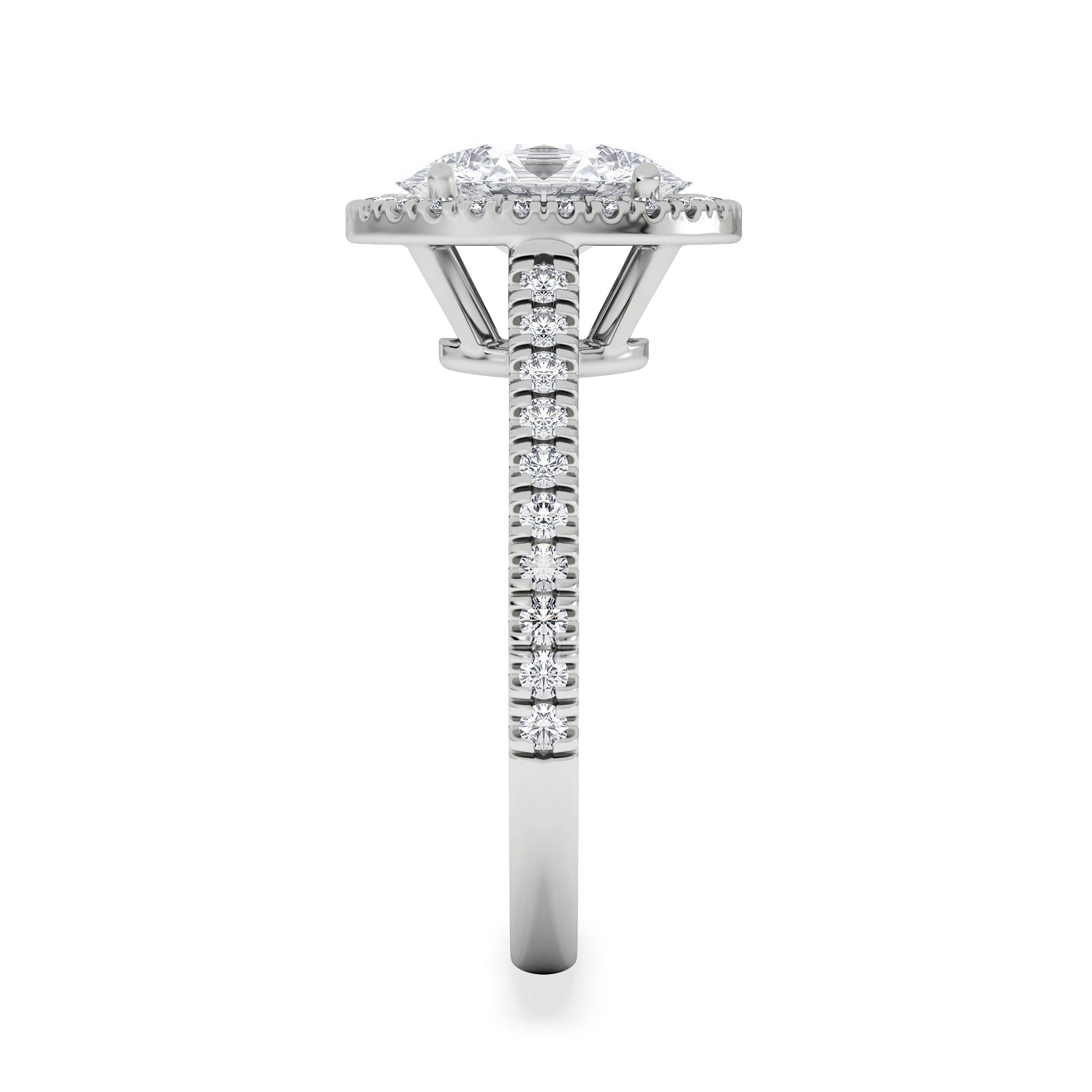 Diamond Georgina Lab Oval Diamond Halo Engagement Ring Platinum 2.05ct F/VS1