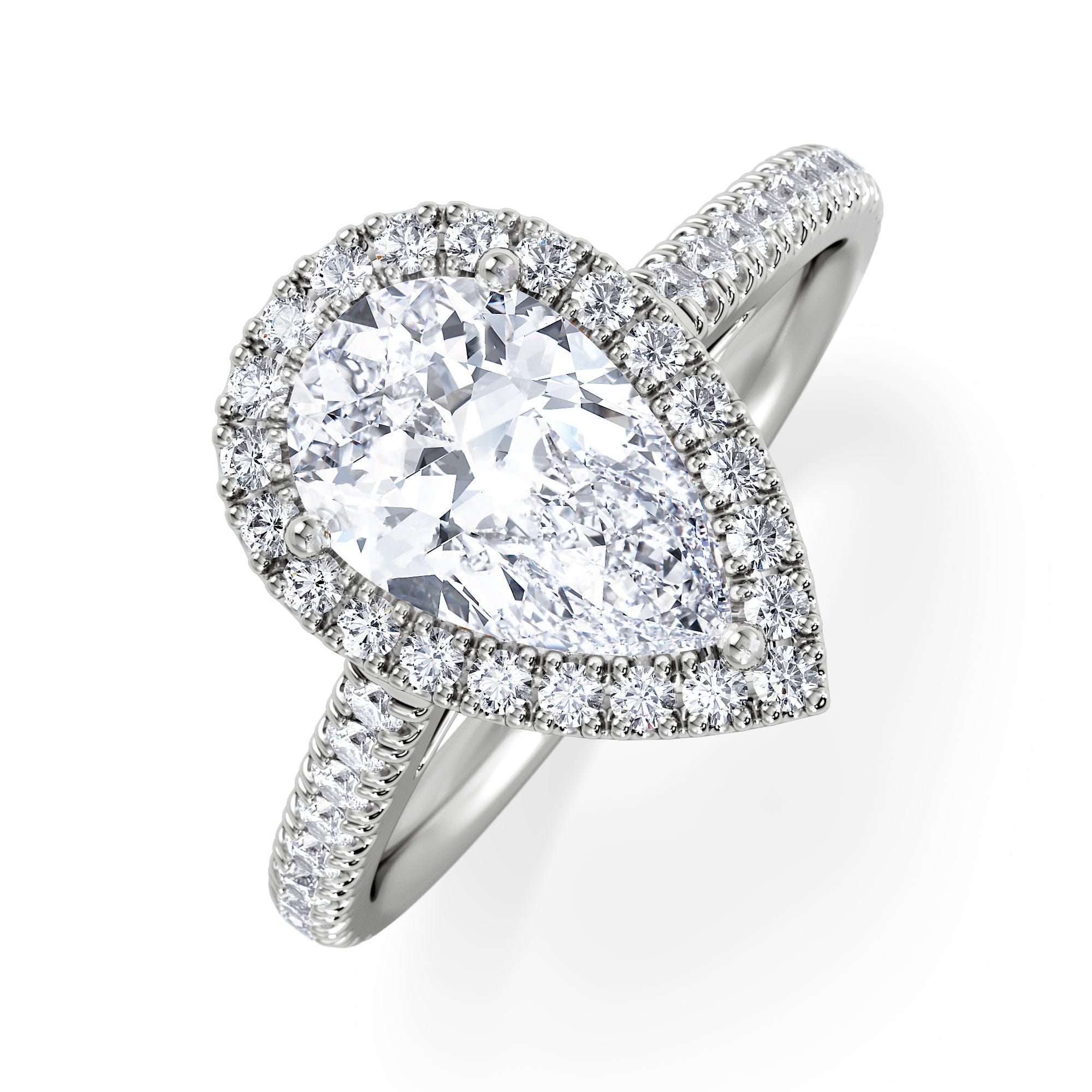 Diamond Diana Lab Diamond Pear Halo Engagement Ring Platinum 2.10ct F/VS1
