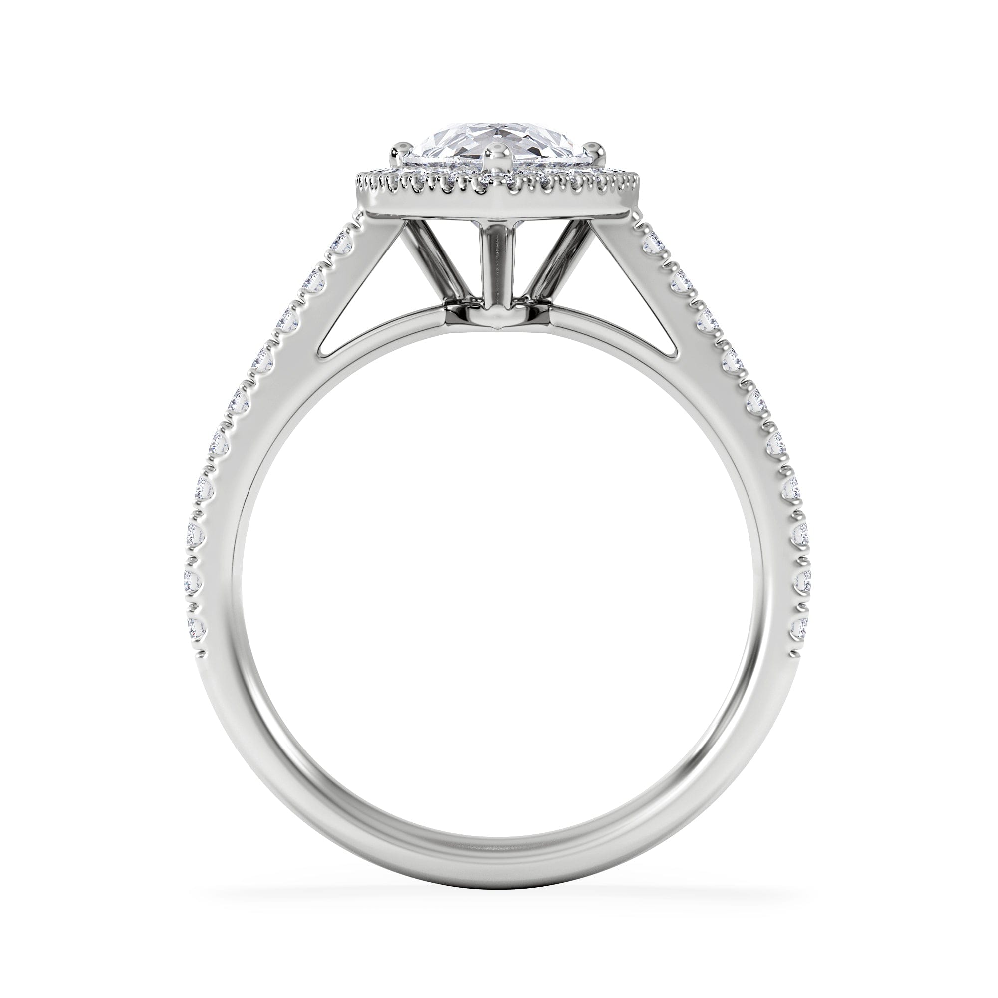 Diamond Diana Lab Diamond Pear Halo Engagement Ring Platinum 2.10ct F/VS1