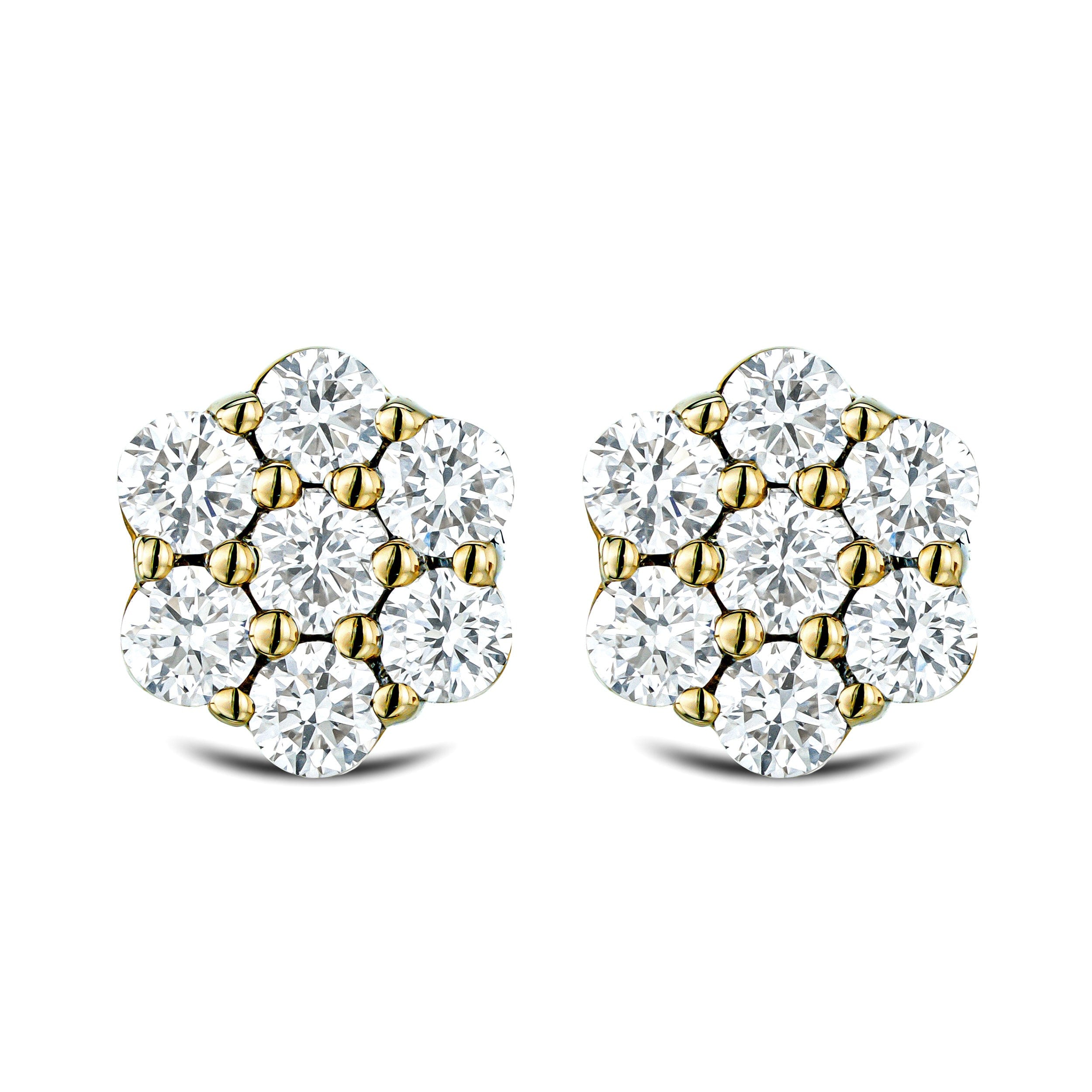 Diamond 0.50ct Lab Diamond Cluster Earrings in 9K Yellow gold and H/SI Quality