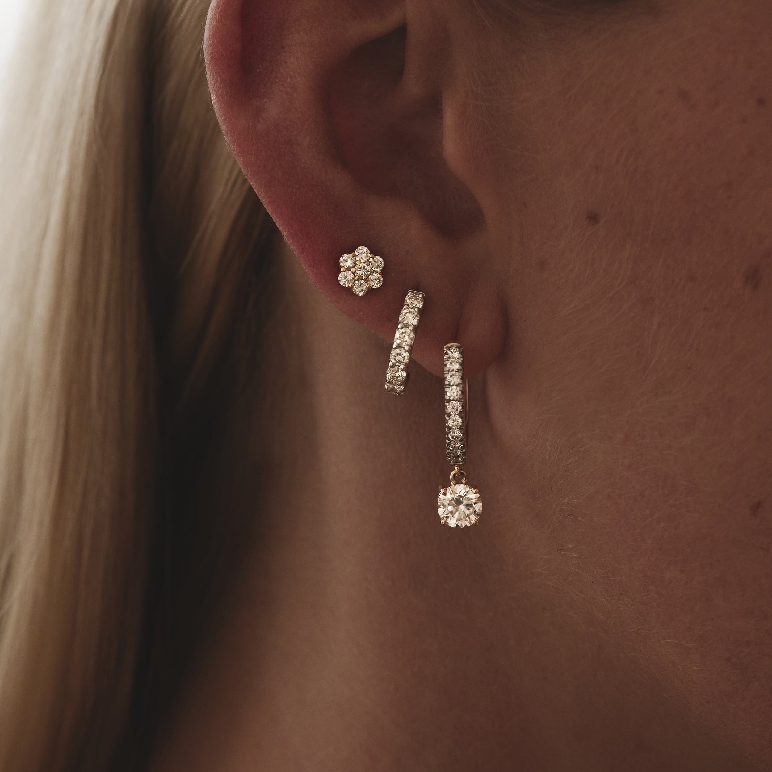 Diamond 0.50ct Lab Diamond Cluster Earrings in 9K Yellow gold and H/SI Quality
