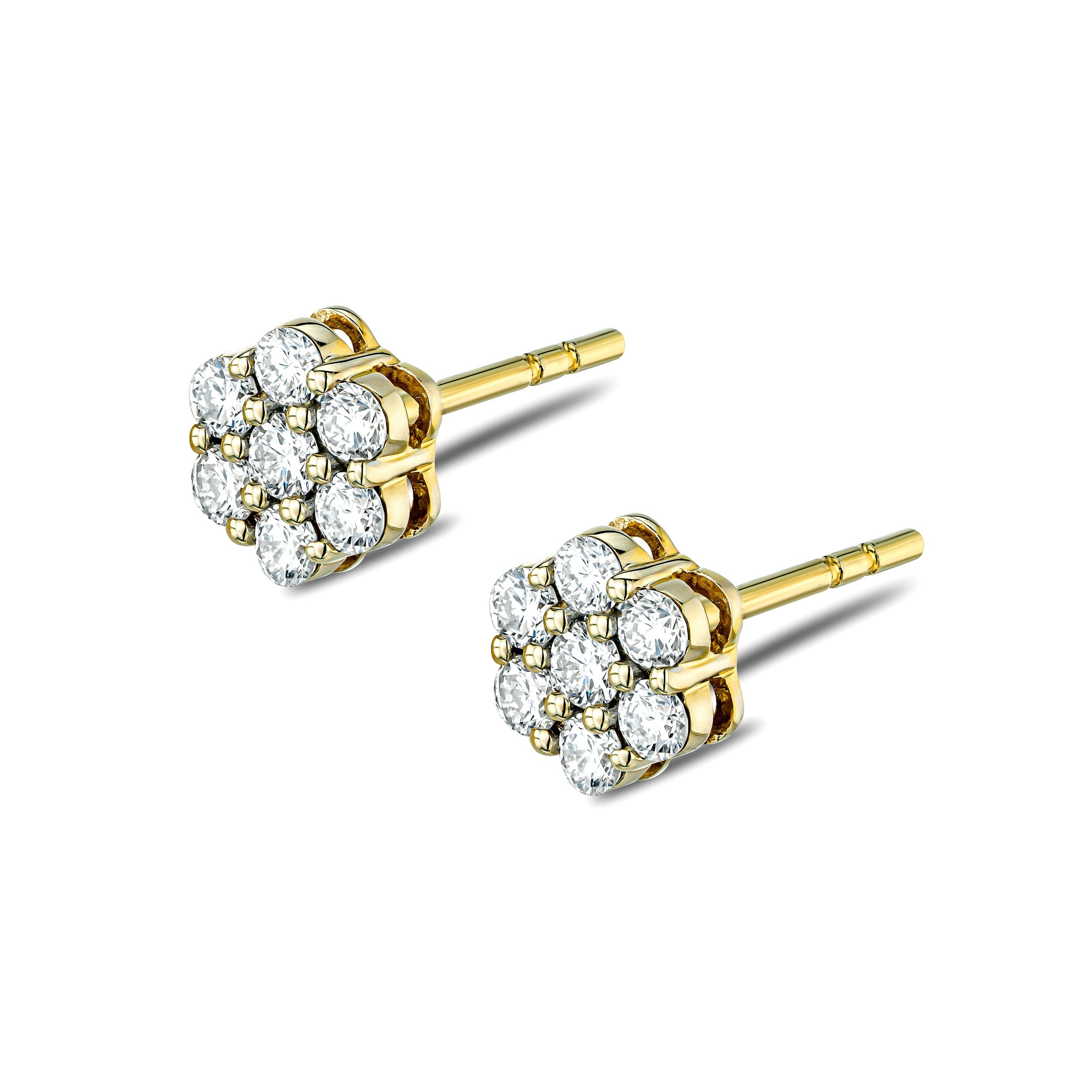 Diamond 0.50ct Lab Diamond Cluster Earrings in 9K Yellow gold and H/SI Quality
