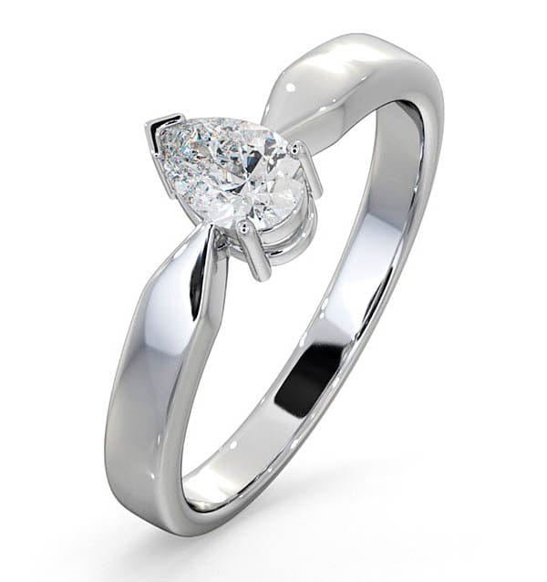 Diamond Certified Pear Shaped Platinum Diamond Engagement Ring 0.50CT - G/Vs