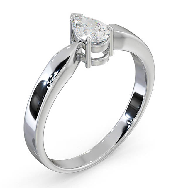 Diamond Certified Pear Shaped Platinum Diamond Engagement Ring 0.50CT - G/Vs