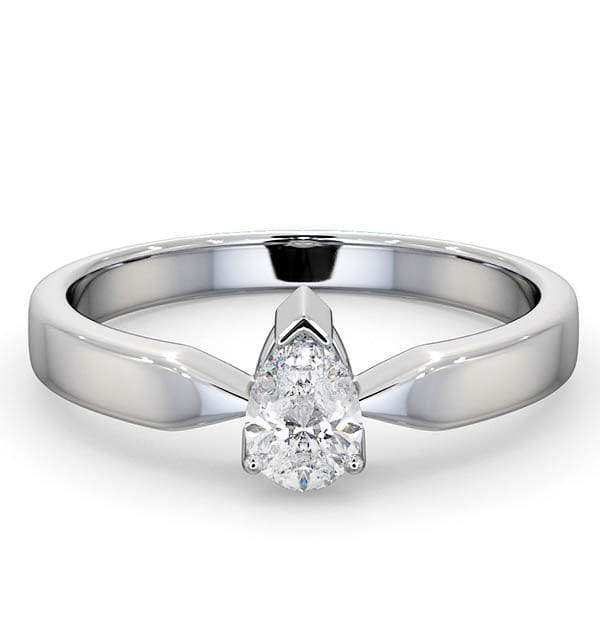 Diamond Certified Pear Shaped Platinum Diamond Engagement Ring 0.50CT - G/Vs