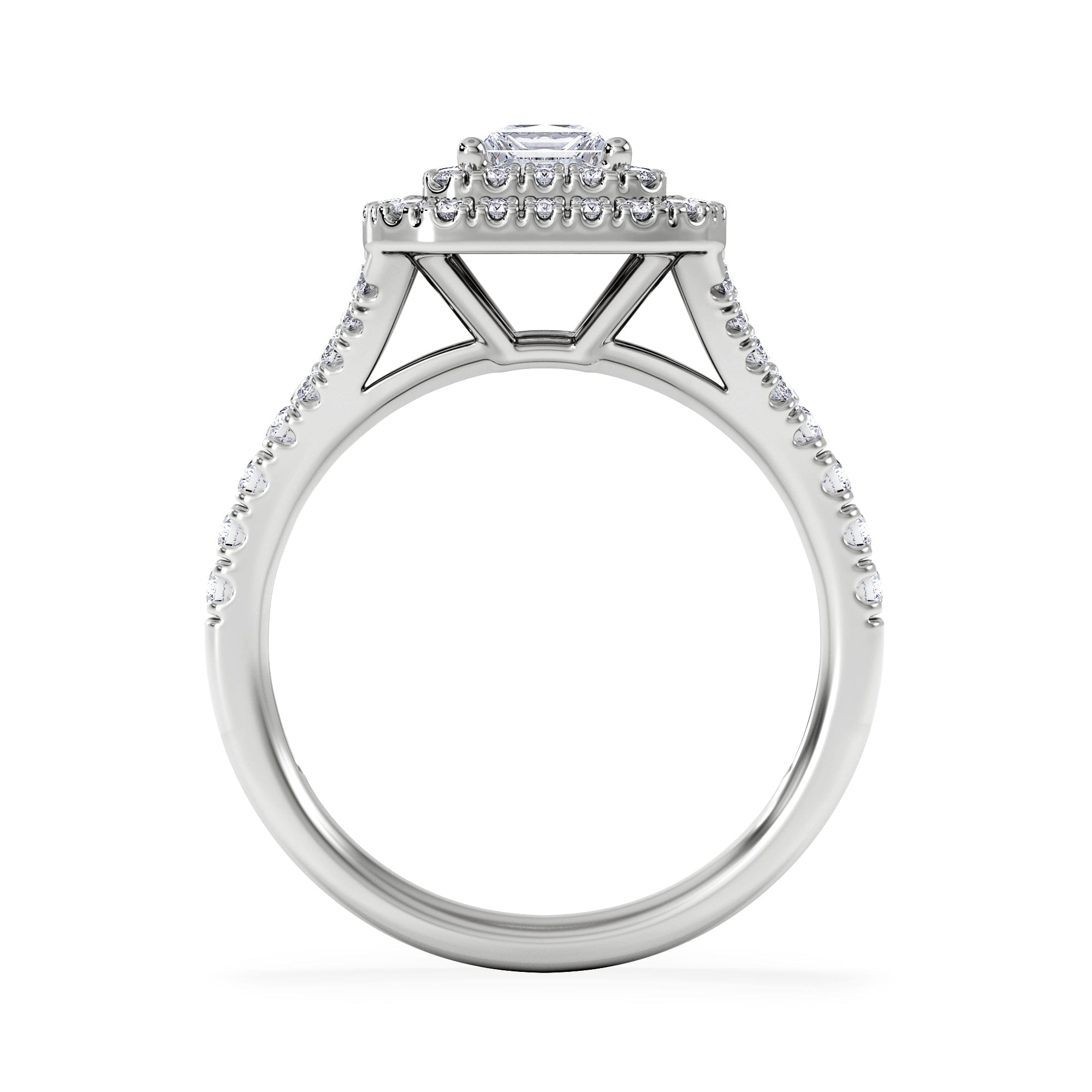 Diamond Cleopatra Lab Diamond Halo Engagement Ring in Platinum 1.20ct F/VS1