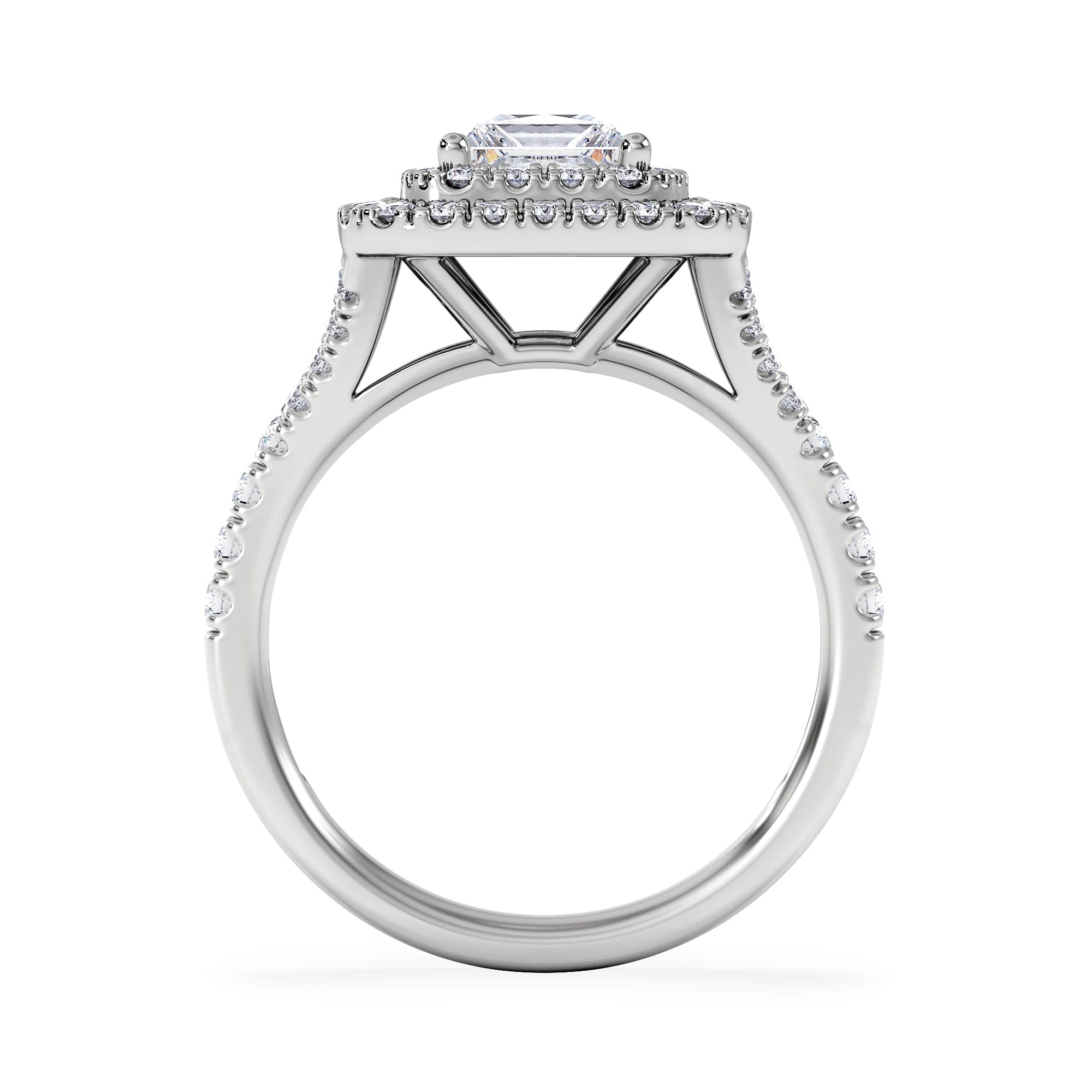 Diamond Cleopatra Lab Diamond Halo Engagement Ring in Platinum 1.85ct F/VS1