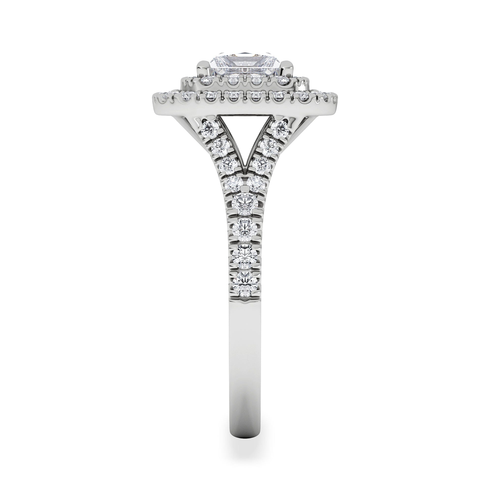 Diamond Cleopatra Lab Diamond Halo Engagement Ring in Platinum 1.85ct F/VS1