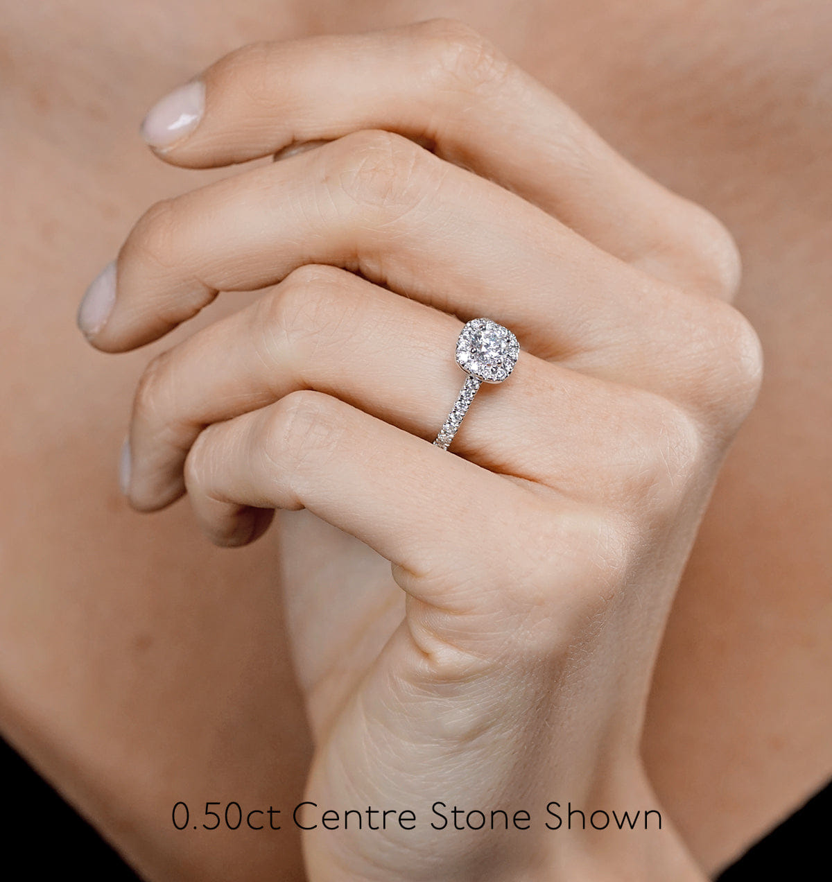 Elizabeth Lab Diamond Halo Engagement Ring in 18K Gold 2.00ct F/VS1