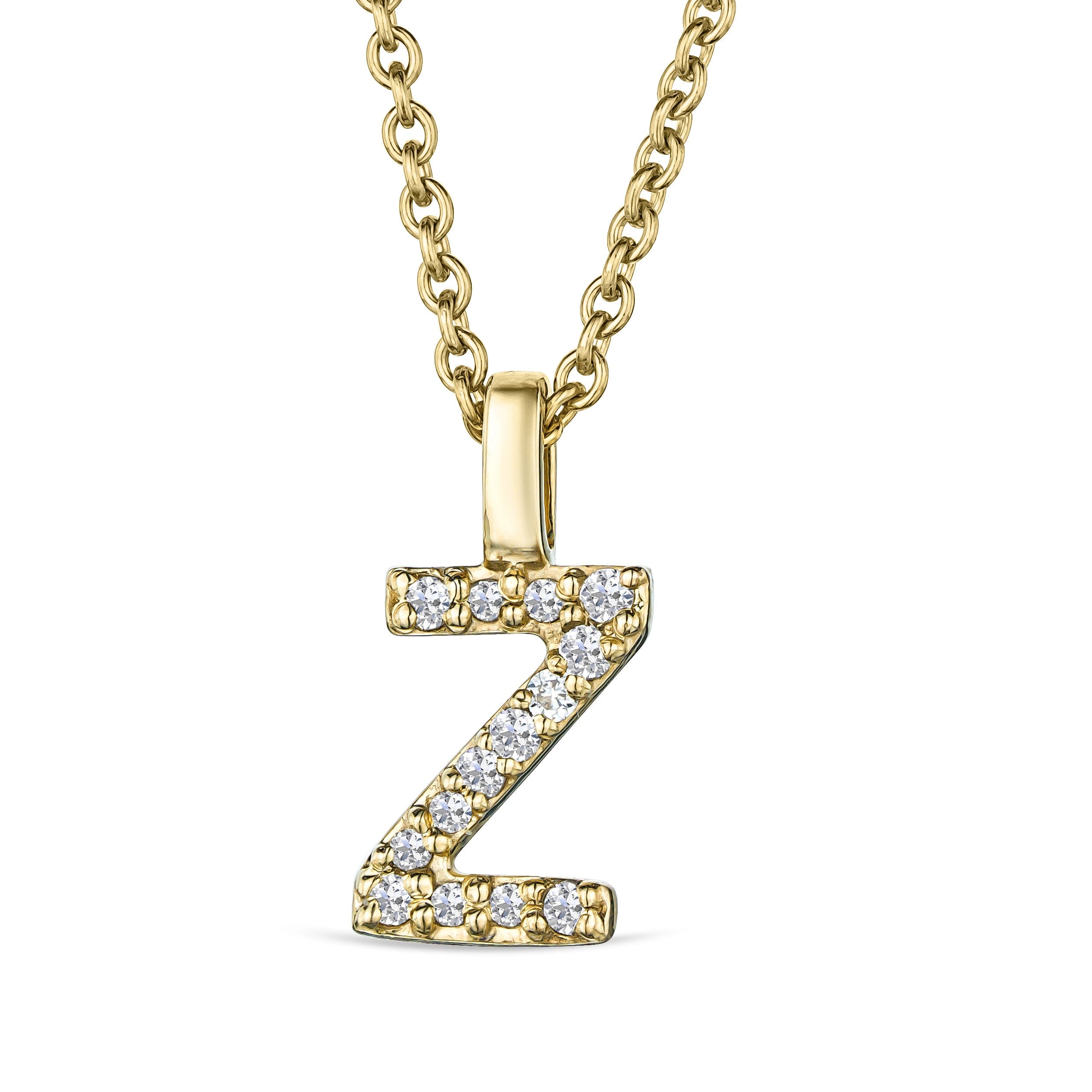Initial Love Letter Initial Z Lab Diamond Necklace set in 9K Yellow Gold