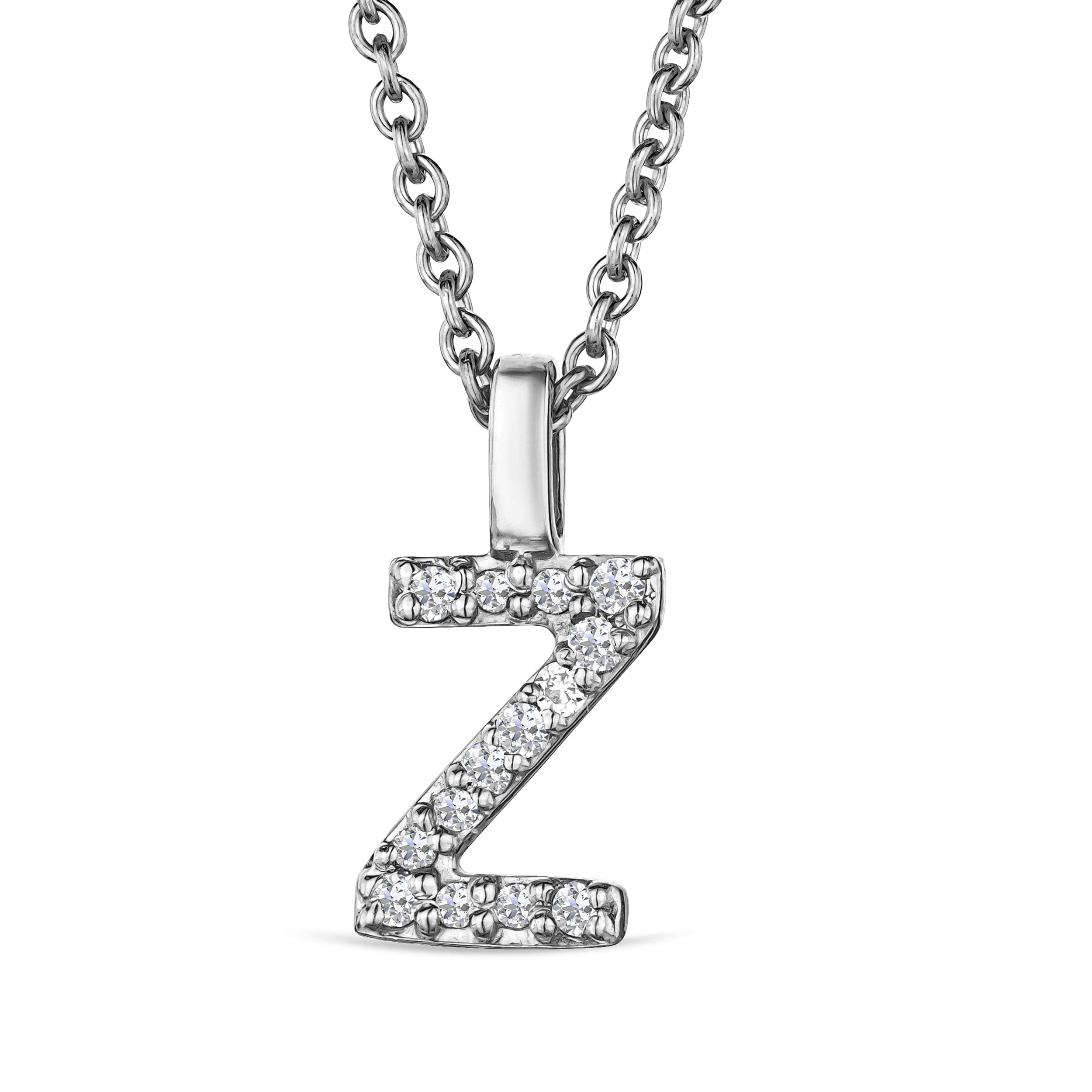 Initial Love Letter Initial Z Lab Diamond Necklace set in 9K White Gold