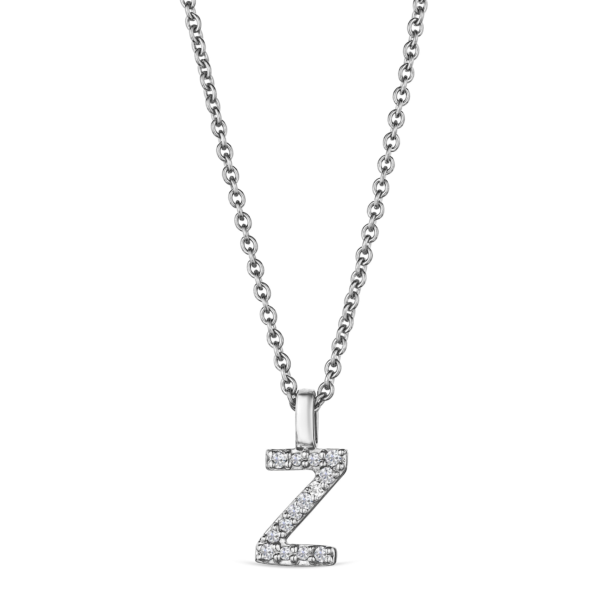 Initial Love Letter Initial Z Lab Diamond Necklace set in 9K White Gold