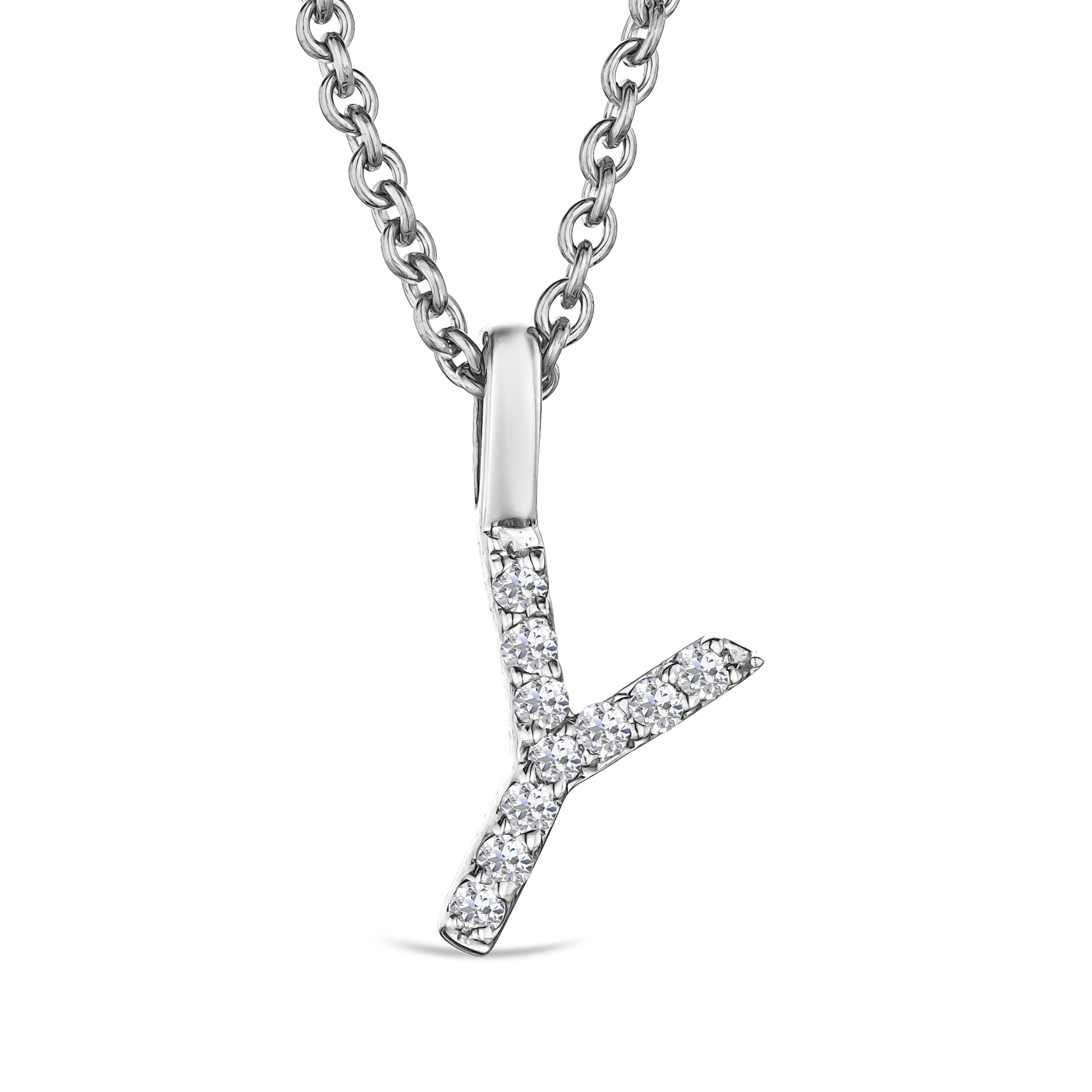 Initial Love Letter Initial Y Lab Diamond Necklace set in 9K White Gold