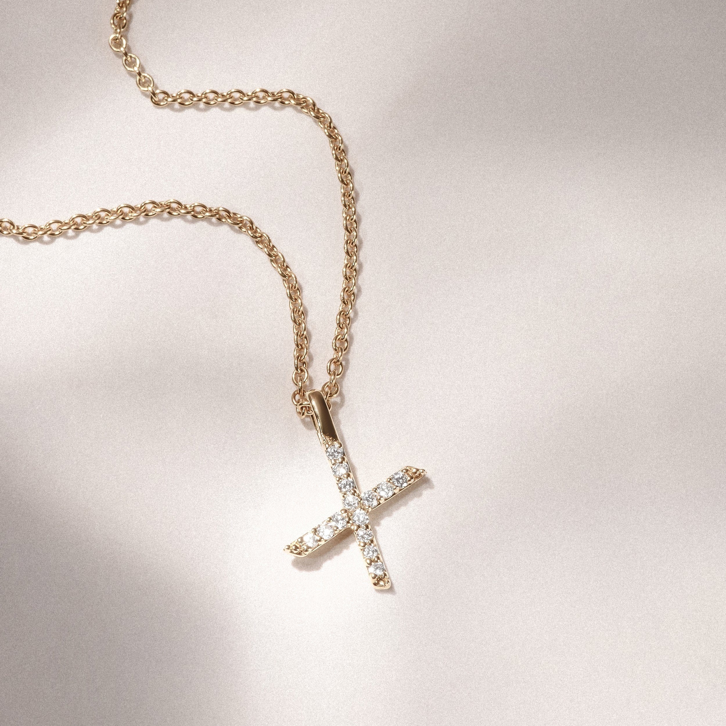 Initial Love Letter Initial x Lab Diamond Necklace set in 9K Yellow Gold