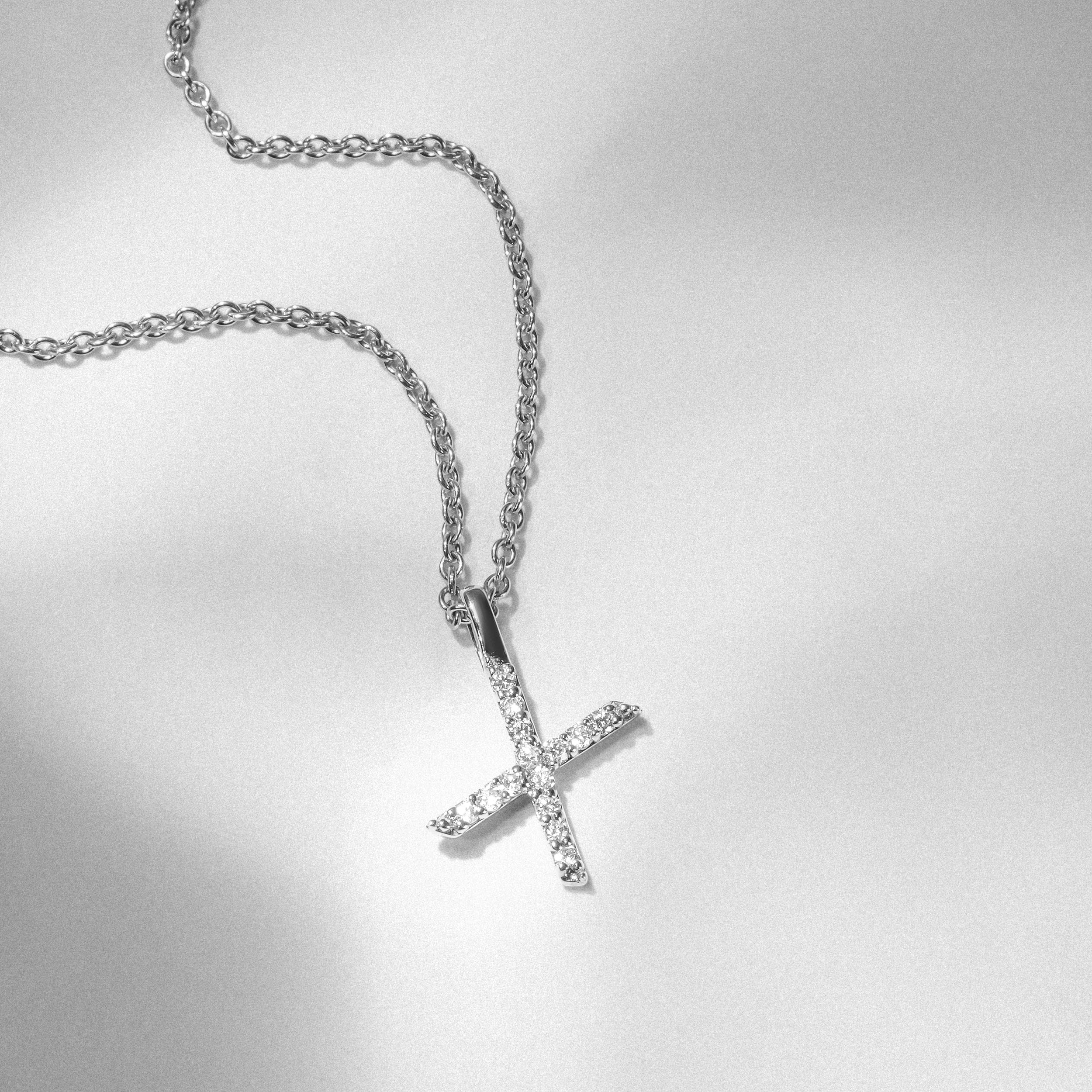 Initial Love Letter Initial x Lab Diamond Necklace set in 9K White Gold