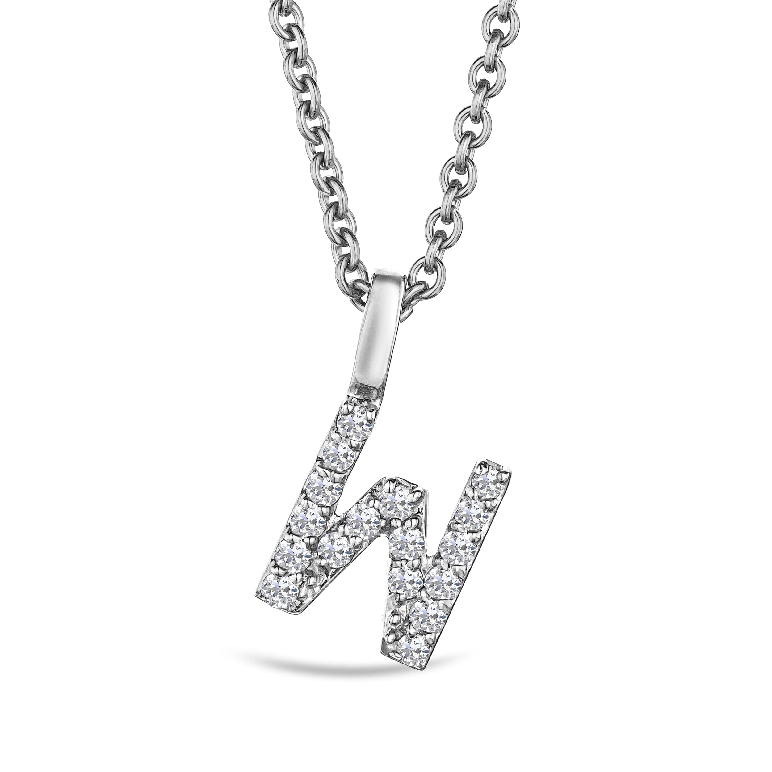Initial Love Letter Initial W Lab Diamond Necklace set in 9K White Gold