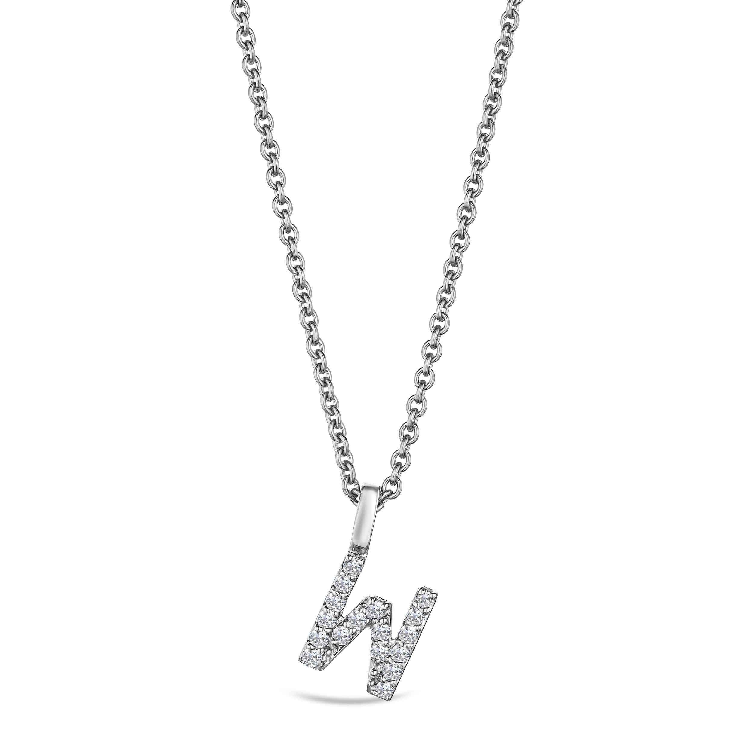 Initial Love Letter Initial W Lab Diamond Necklace set in 9K White Gold