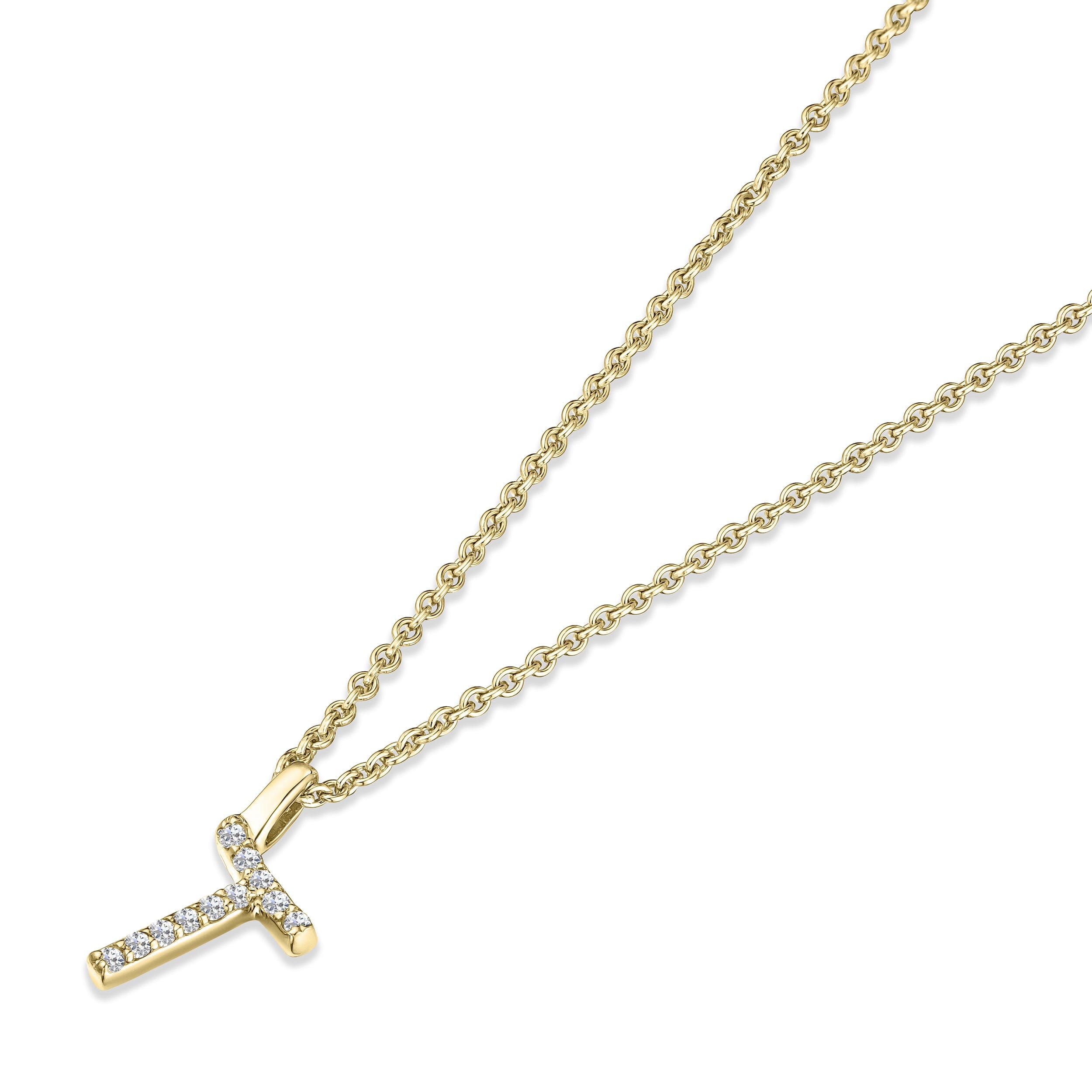 Initial Love Letter Initial T Lab Diamond Necklace set in 9K Yellow Gold