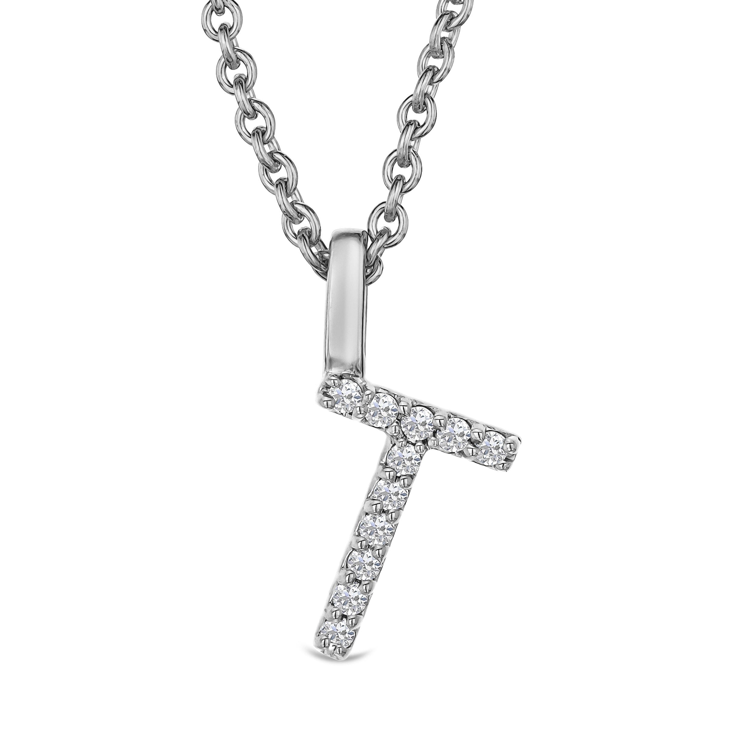 Initial Love Letter Initial T Lab Diamond Necklace set in 9K White Gold
