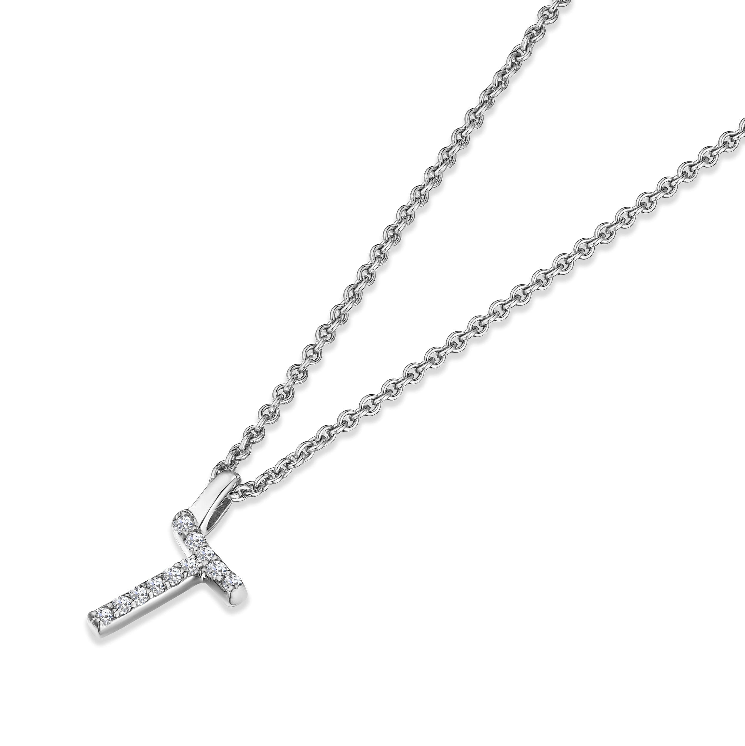 Initial Love Letter Initial T Lab Diamond Necklace set in 9K White Gold