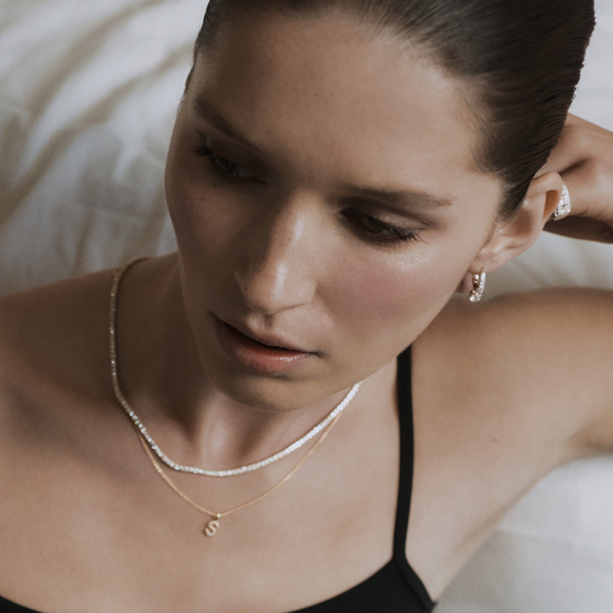 Initial Love Letter Initial S Lab Diamond Necklace set in 9K Yellow Gold