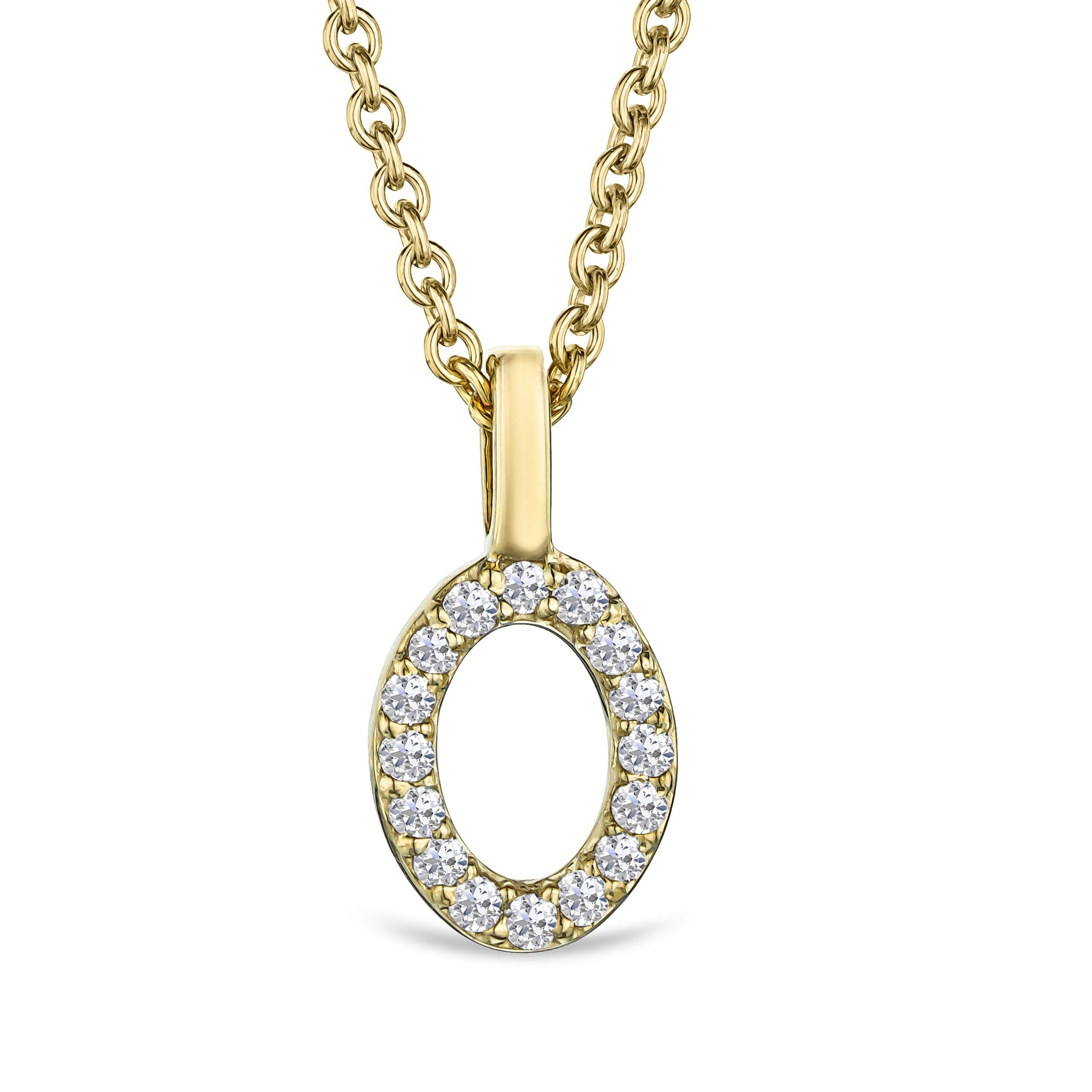 Initial Love Letter Initial O Lab Diamond Necklace set in 9K Yellow Gold