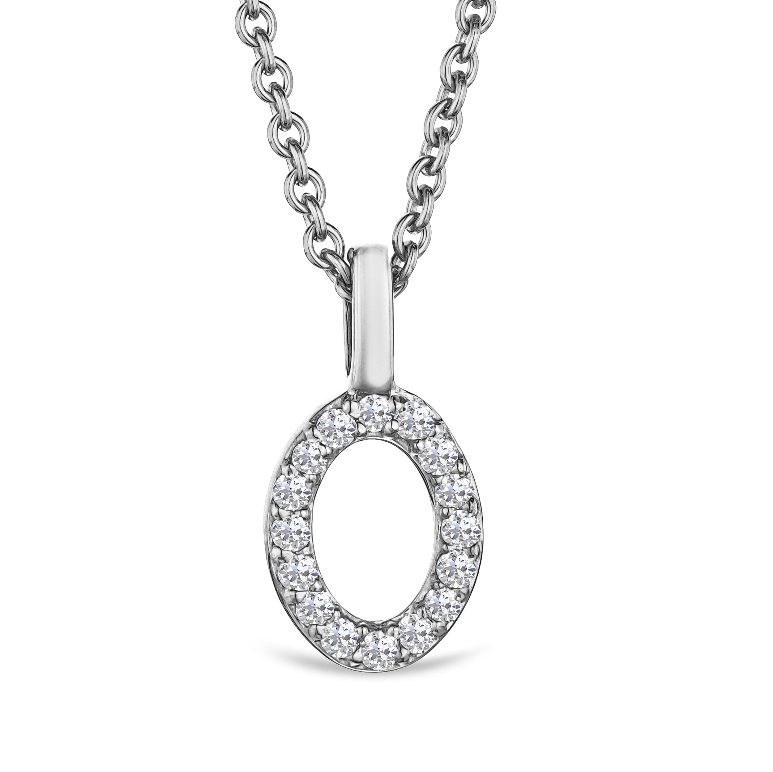 Initial Love Letter Initial O Lab Diamond Necklace set in 9K White Gold