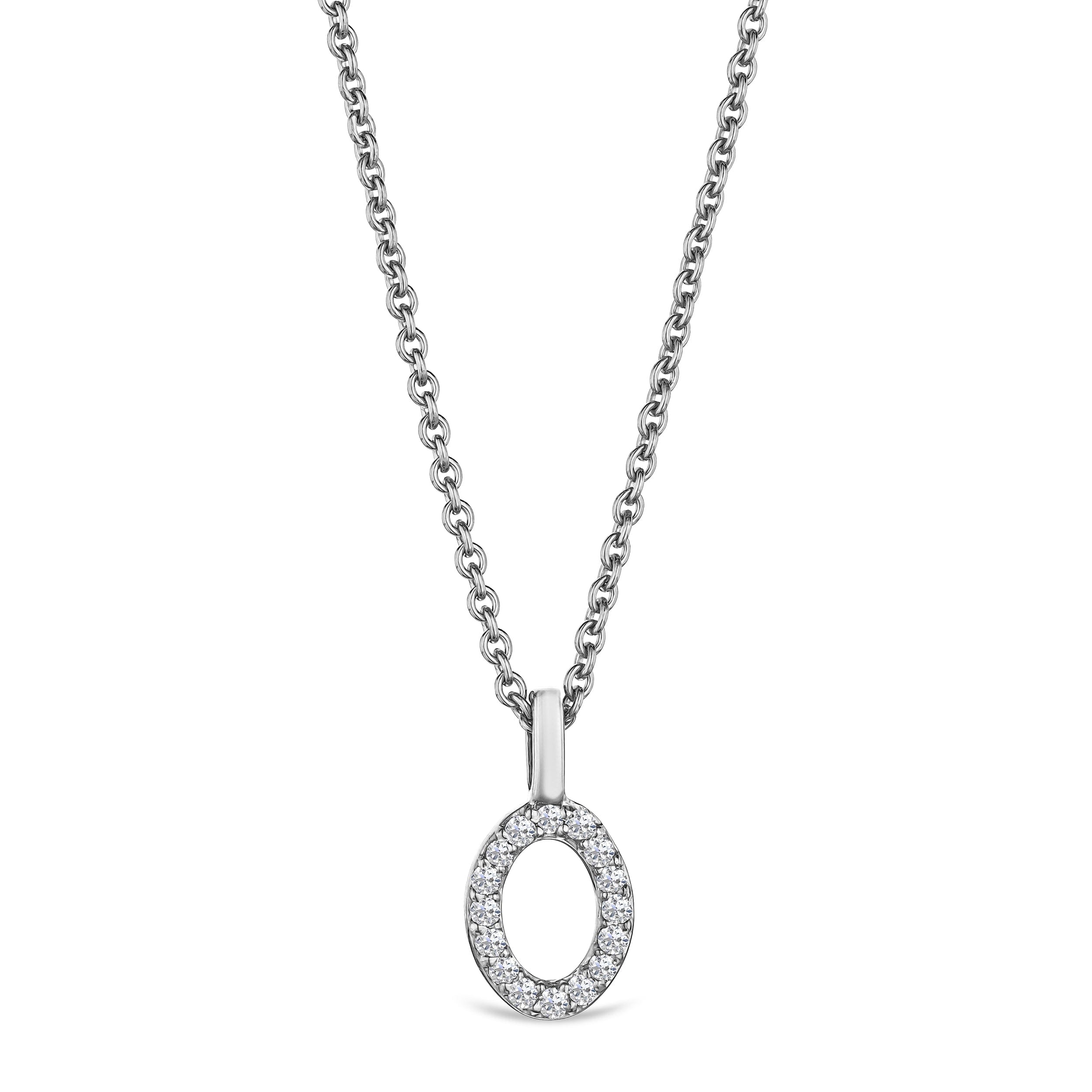 Initial Love Letter Initial O Lab Diamond Necklace set in 9K White Gold