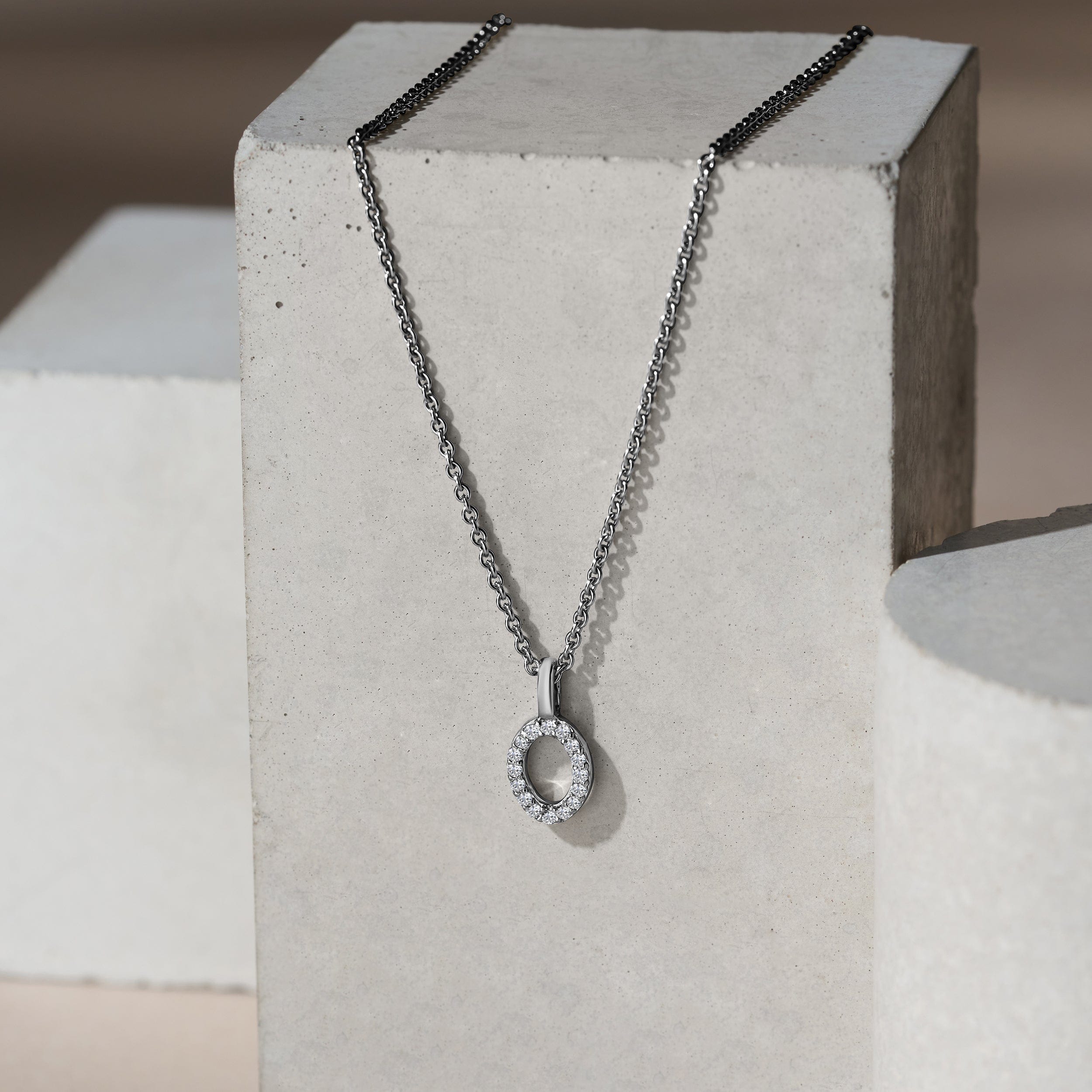 Initial Love Letter Initial O Lab Diamond Necklace set in 9K White Gold