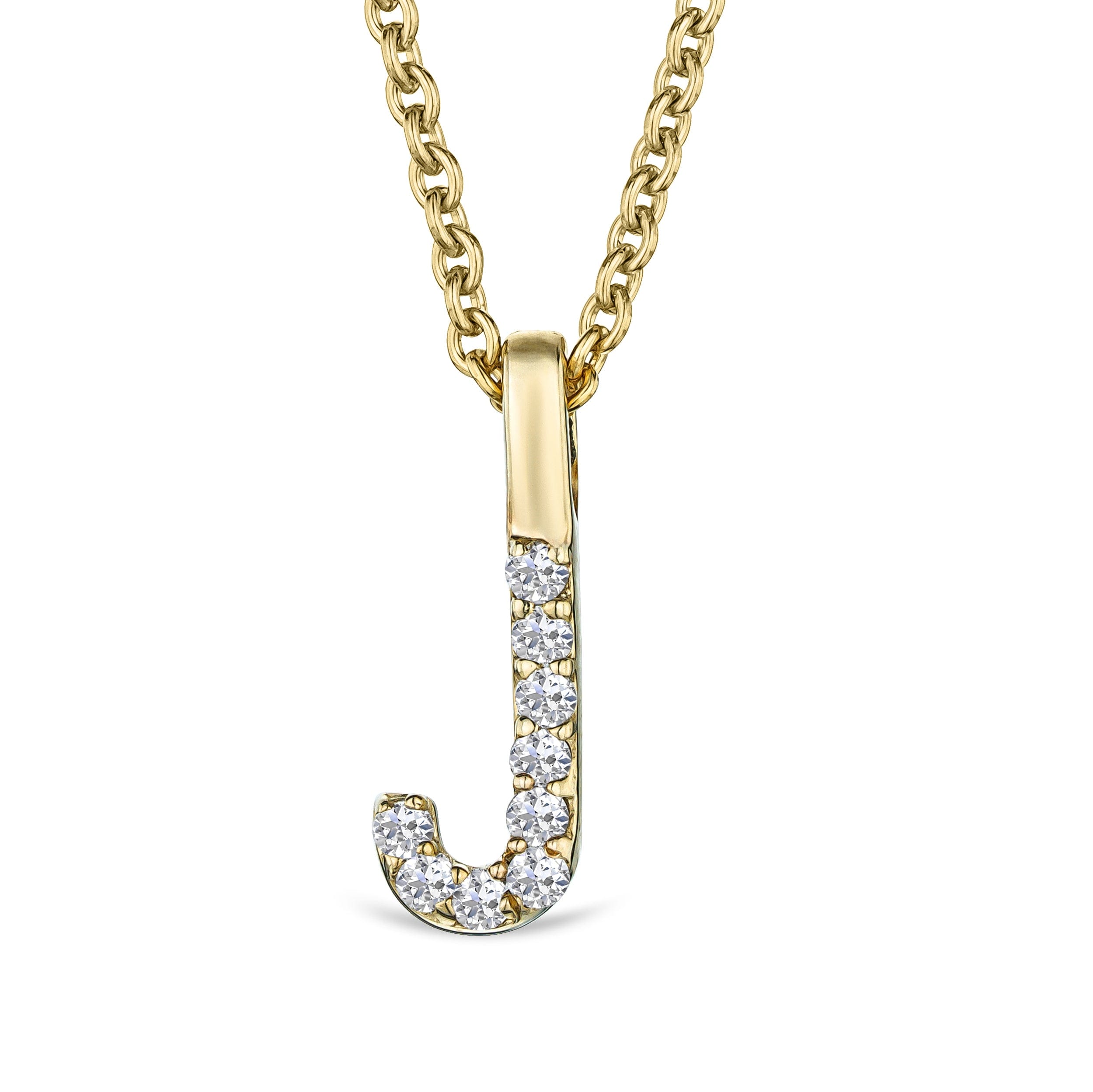 Initial Love Letter Initial J Lab Diamond Necklace set in 9K Yellow Gold