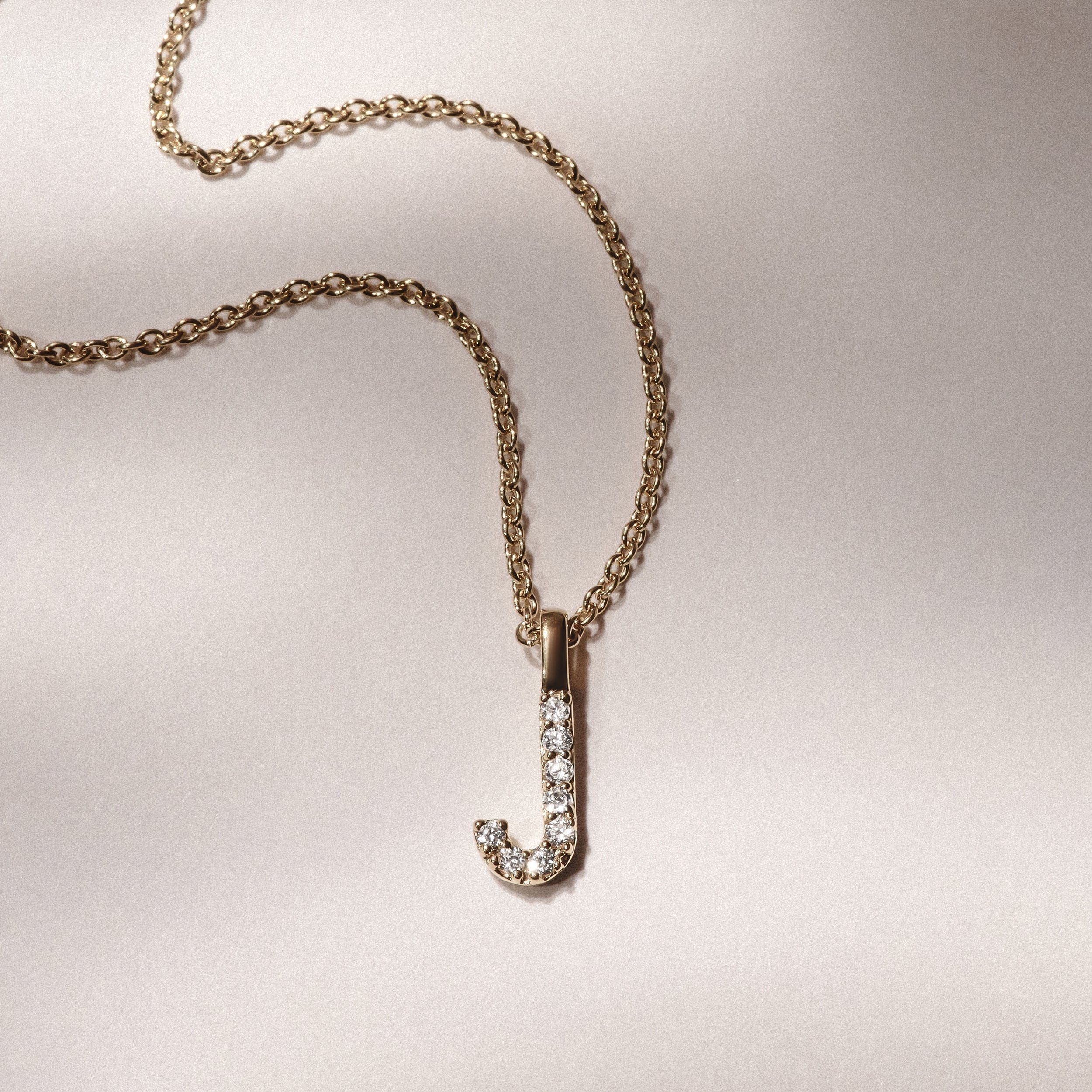 Initial Love Letter Initial J Lab Diamond Necklace set in 9K Yellow Gold