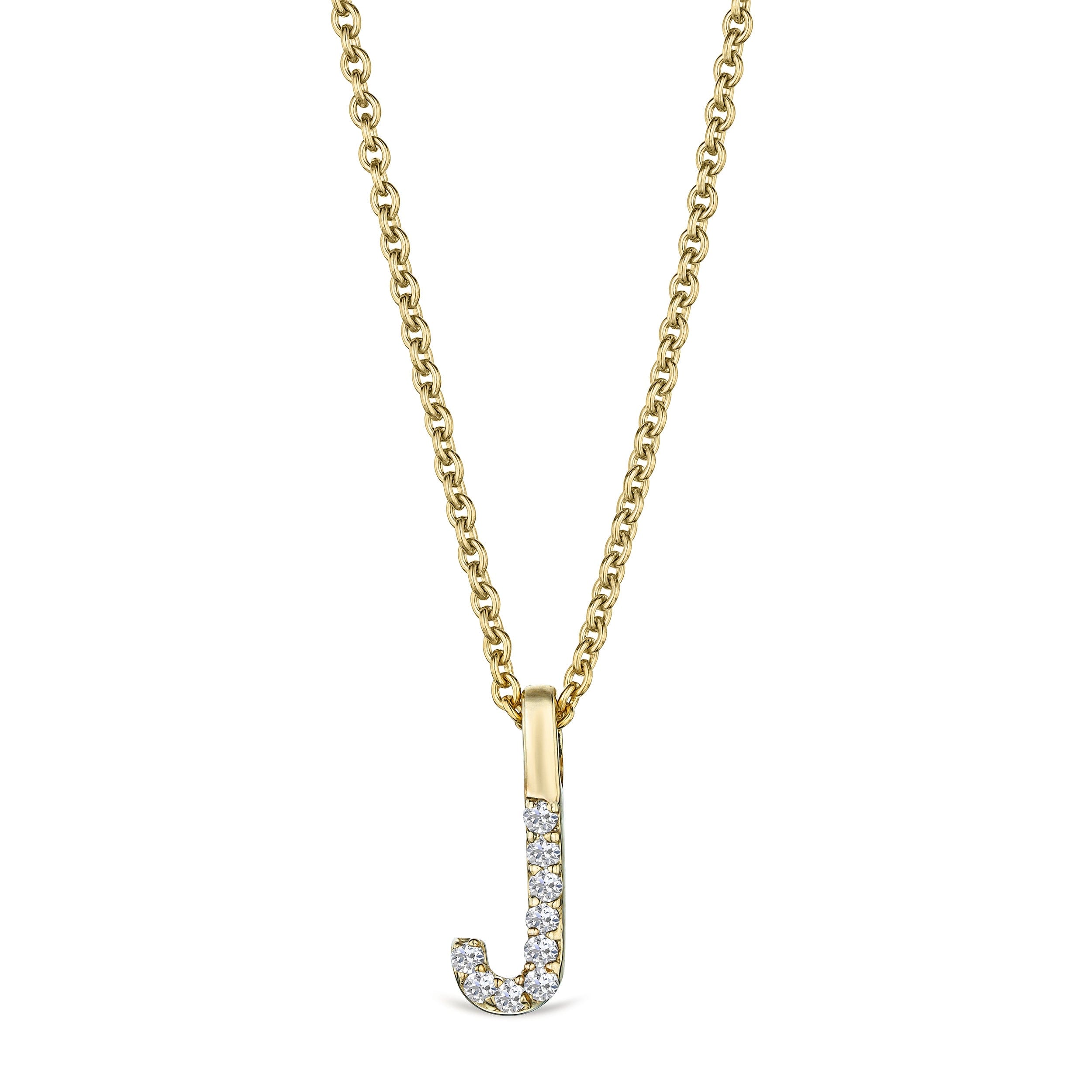 Initial Love Letter Initial J Lab Diamond Necklace set in 9K Yellow Gold