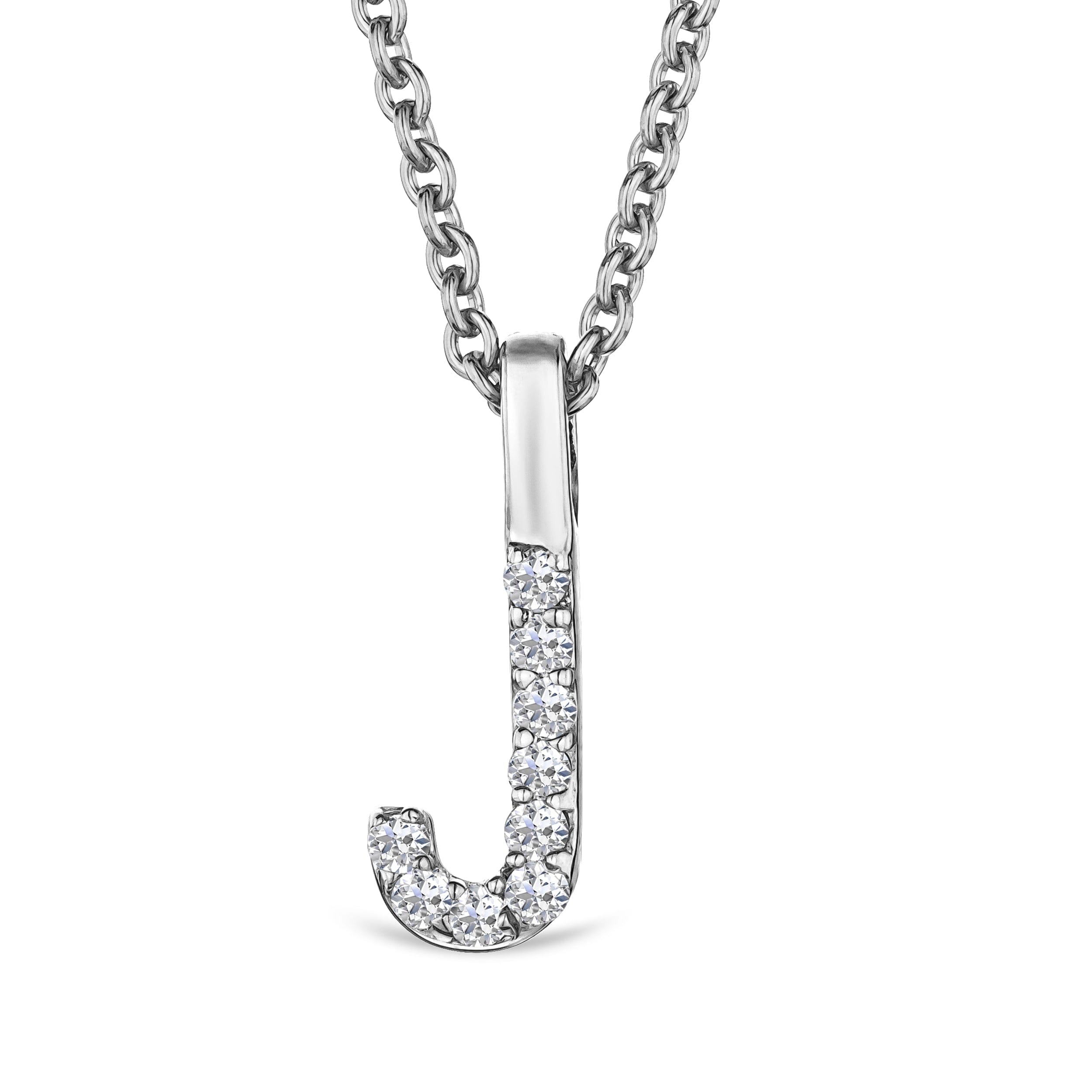 Initial Love Letter Initial J Lab Diamond Necklace set in 9K White Gold